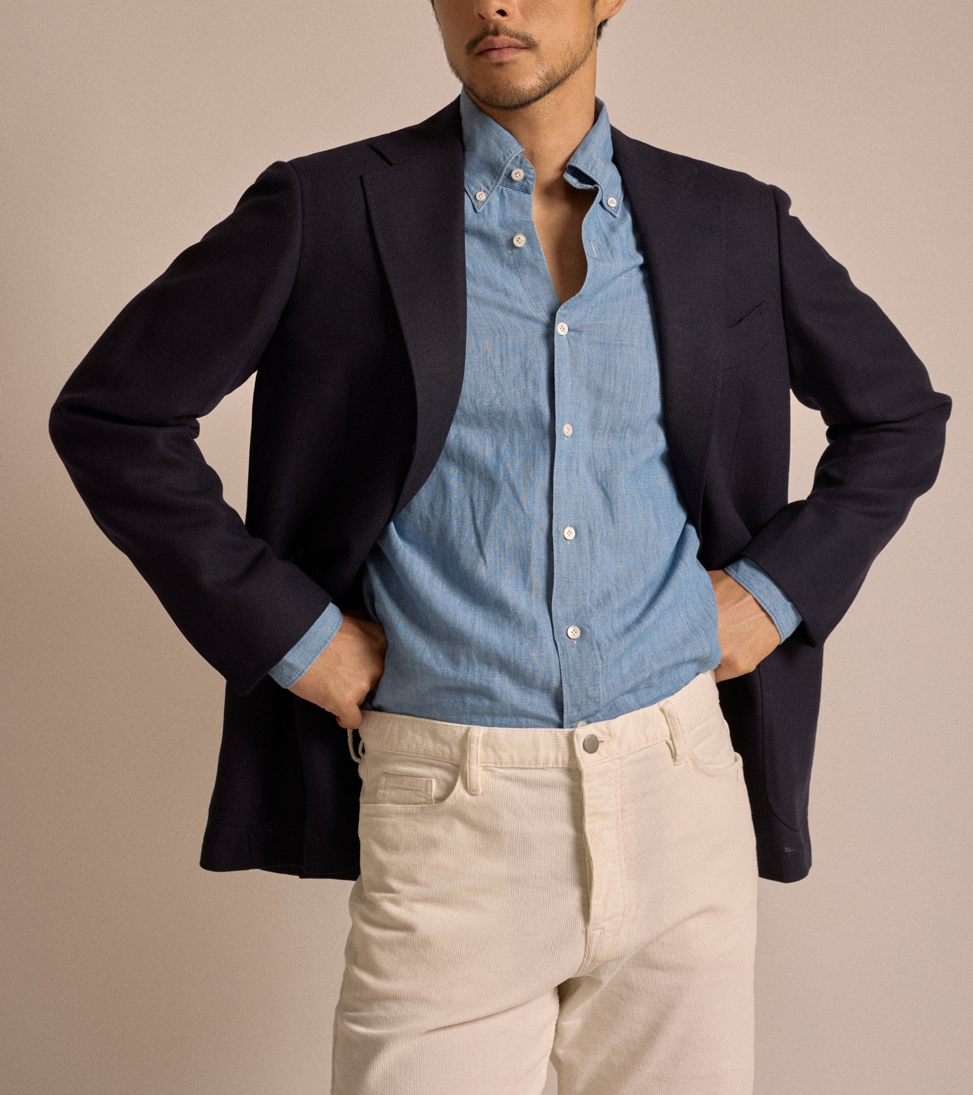 Trunk Dean Corduroy 5 Pocket Trousers: Egret White