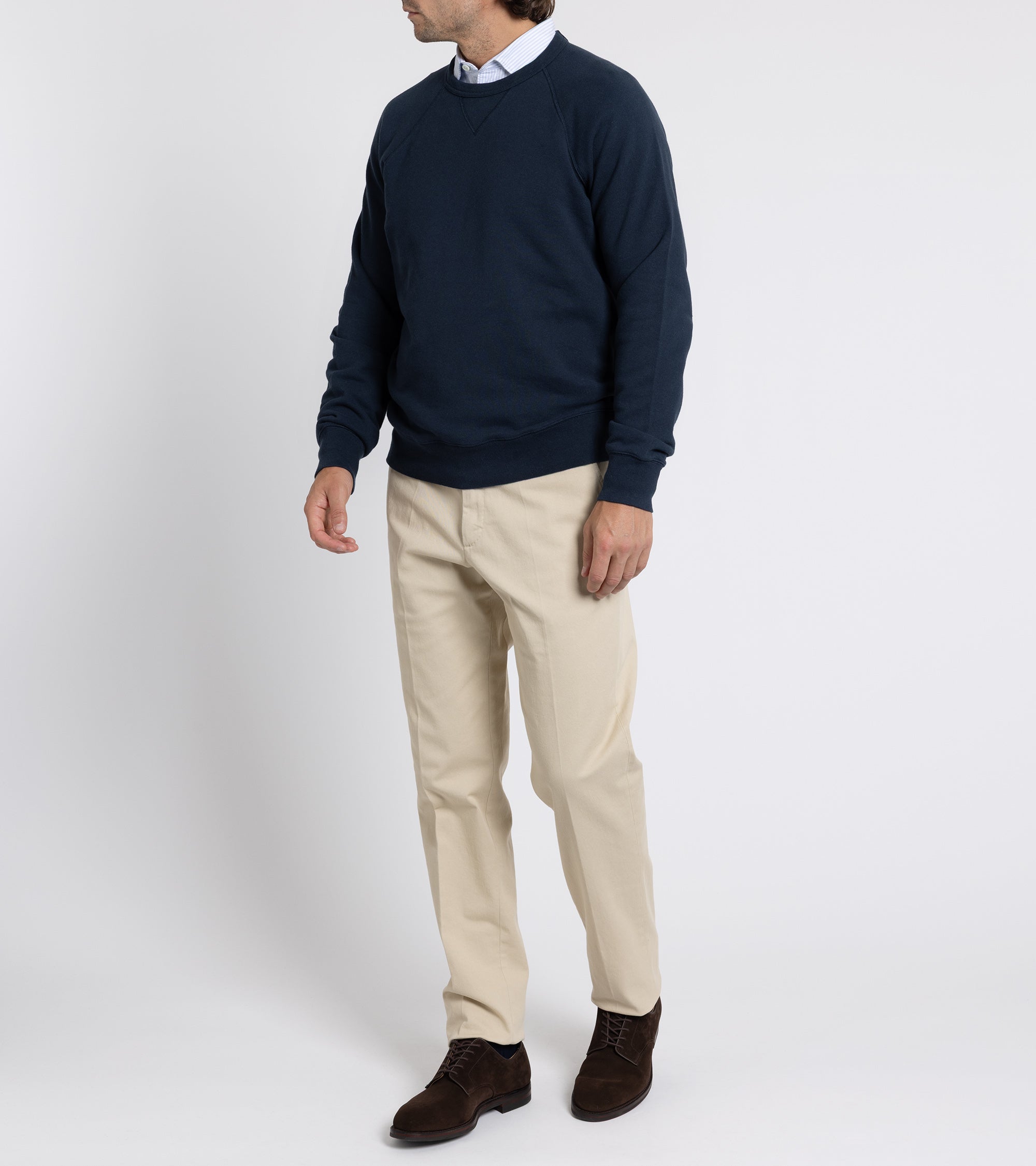 Trunk Cooper cotton crew neck sweatshirt in navy, fabric detail.