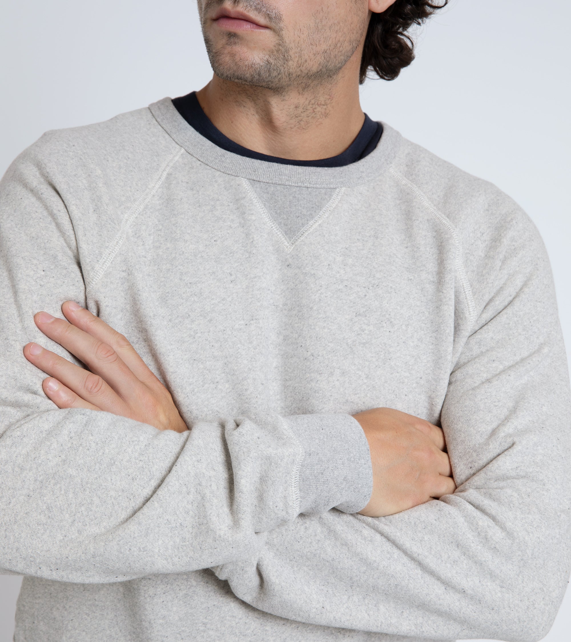 Trunk Cooper cotton crew neck sweatshirt in grey, styled shot.