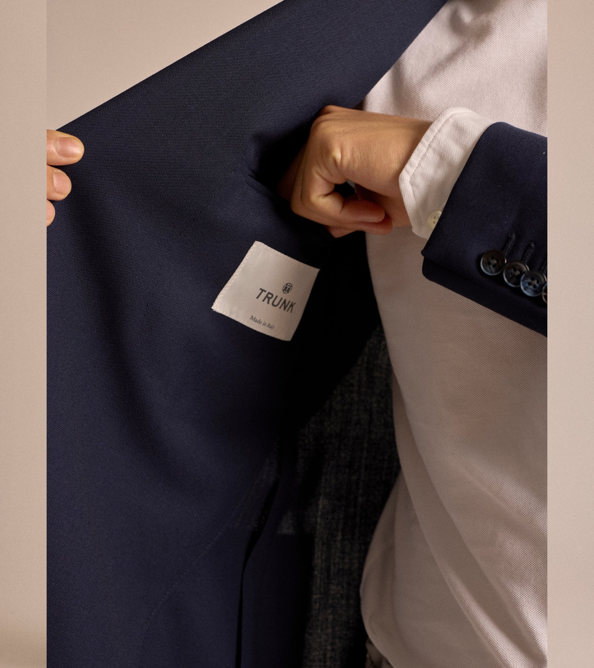Trunk Webb Tropical Wool Double Breasted Jacket: Navy