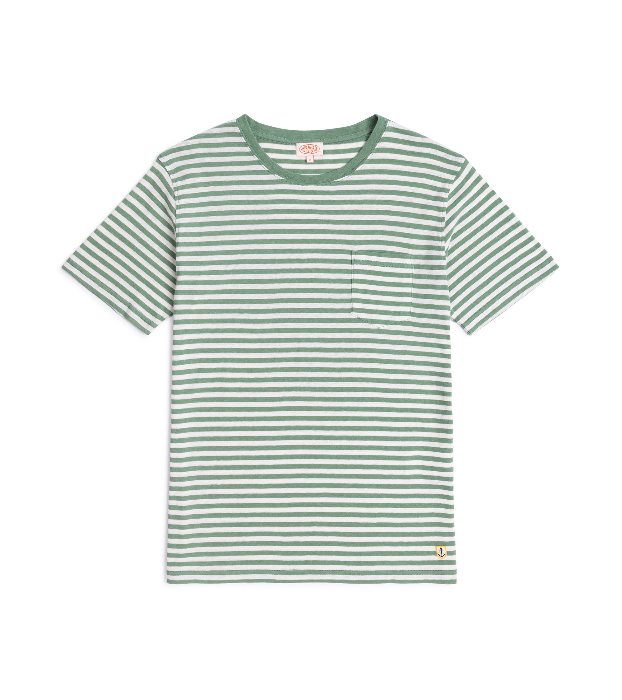 Armor-Lux Cotton Linen Striped T-Shirt: Ivy