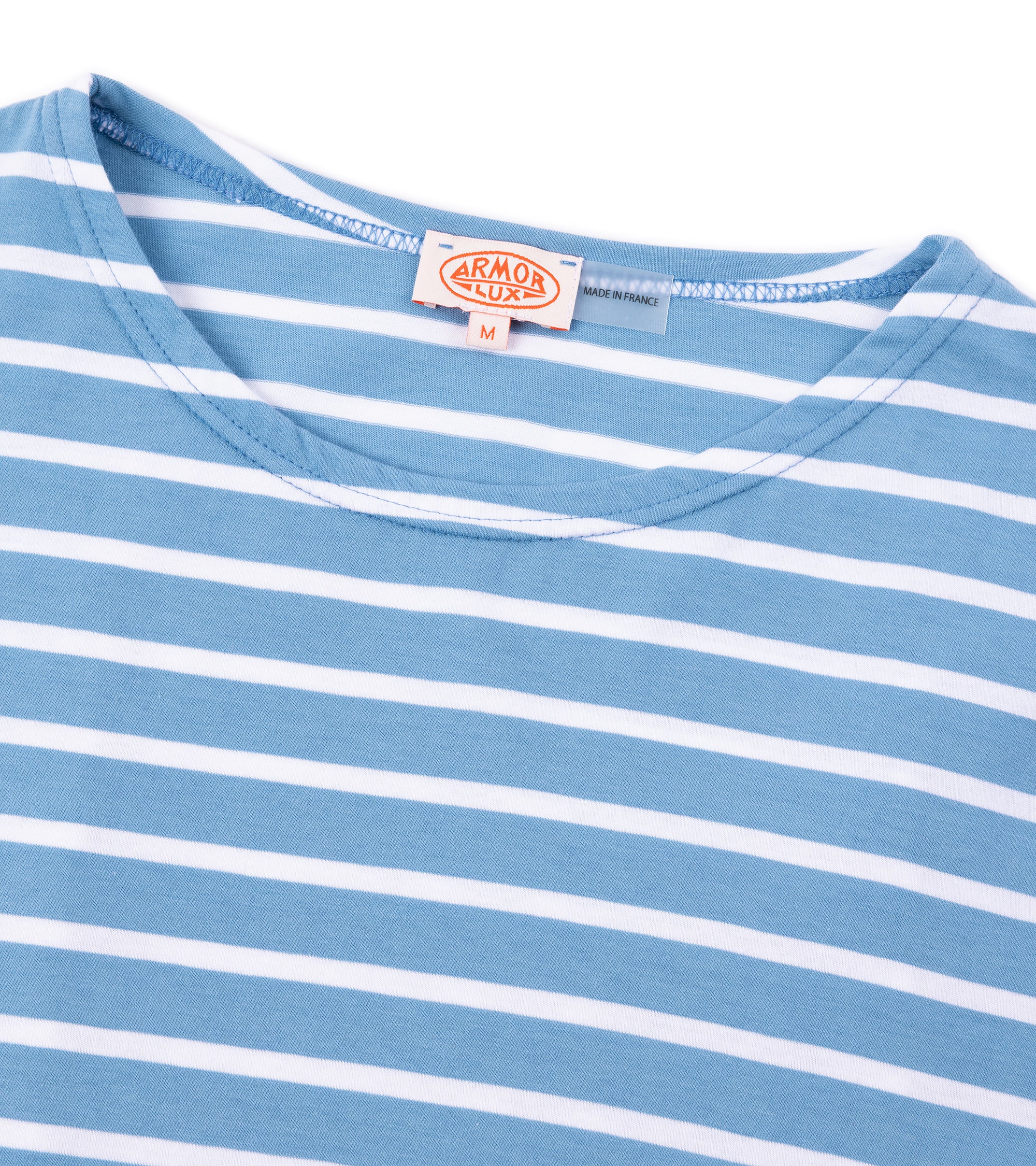 Armor-Lux Lightweight Breton Striped T-Shirt: Waterfall/White