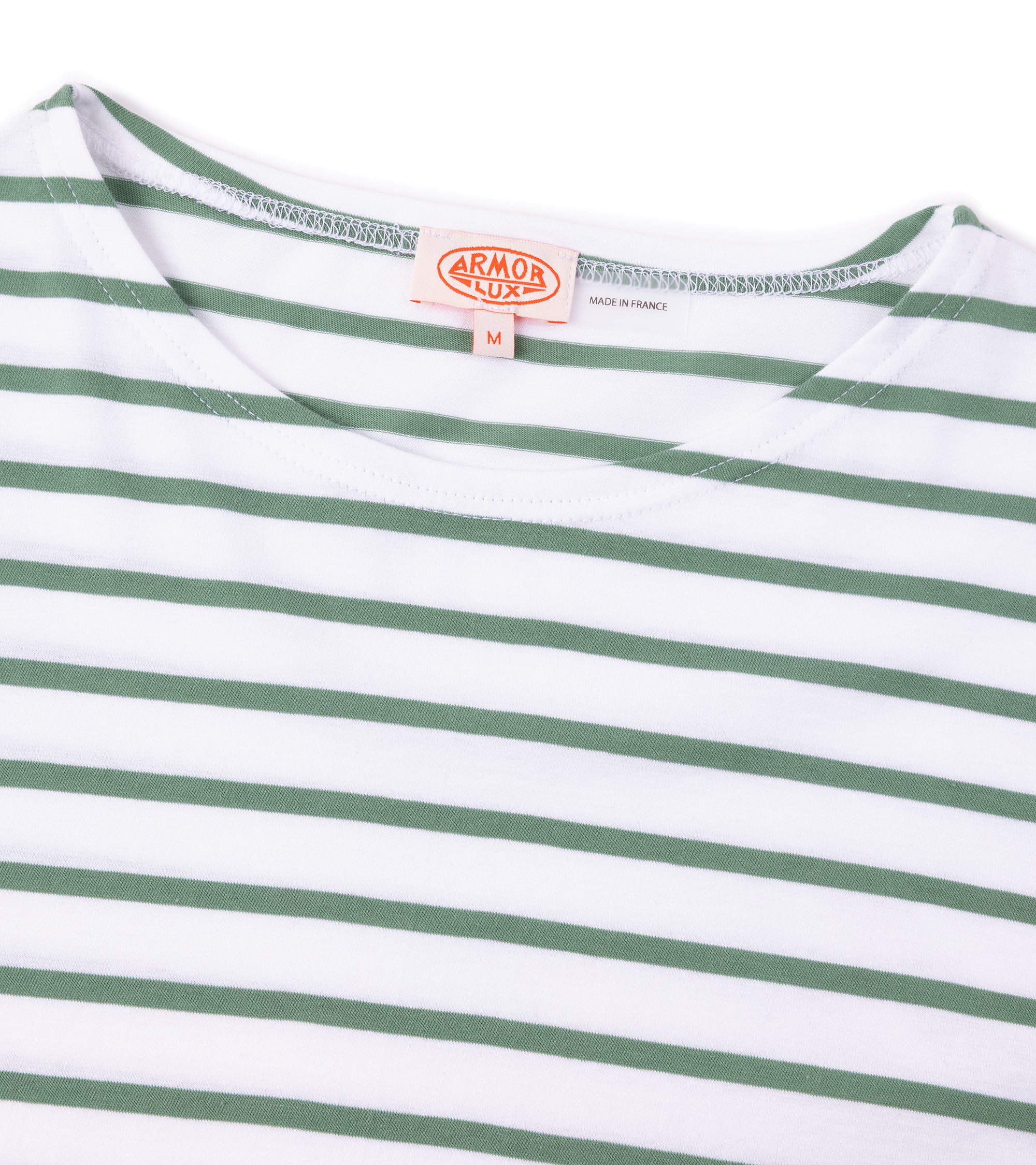 Armor-Lux Lightweight Breton Striped T-Shirt: White/Ivy