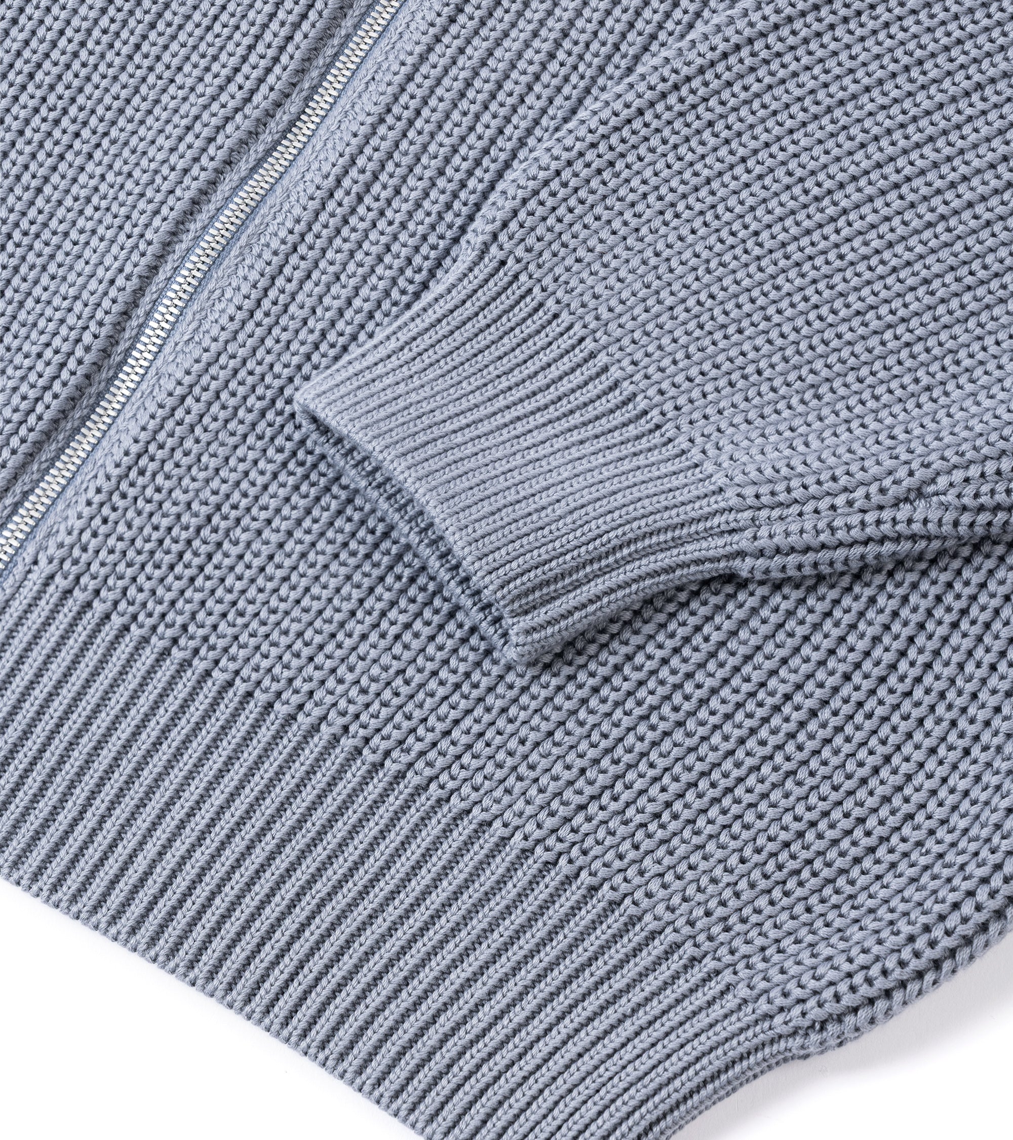 Batoner Signature Driver's Knit Cotton Zip Cardigan: Grey Saxe
