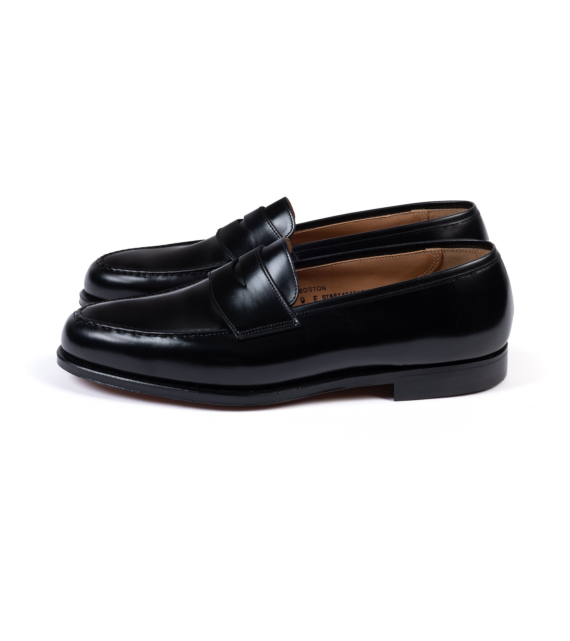 Crockett & Jones Boston loafer in black cavalry leather, side view.