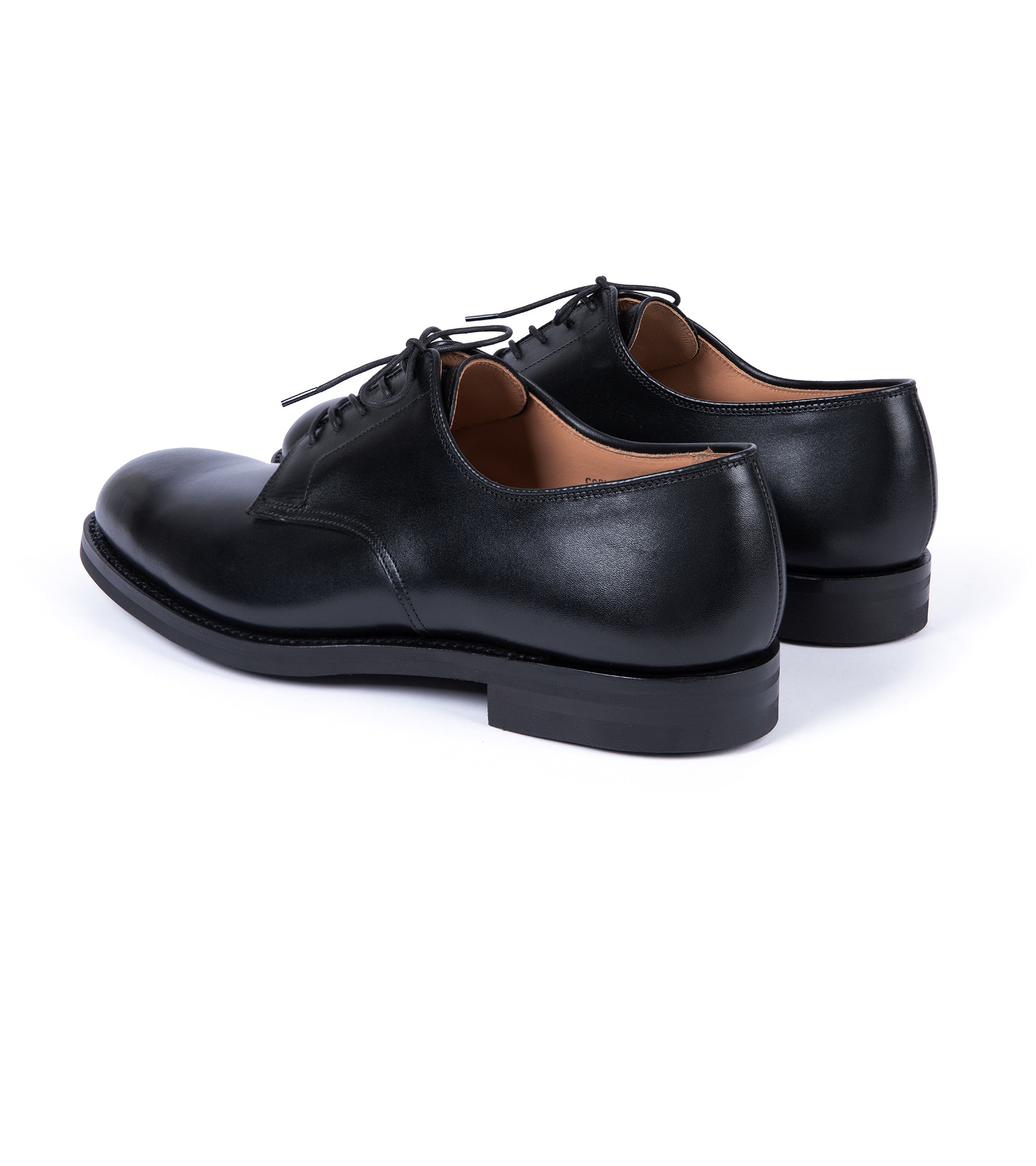 Crockett & Jones for Trunk Cornell II Derby shoe in black leather, sole detail.