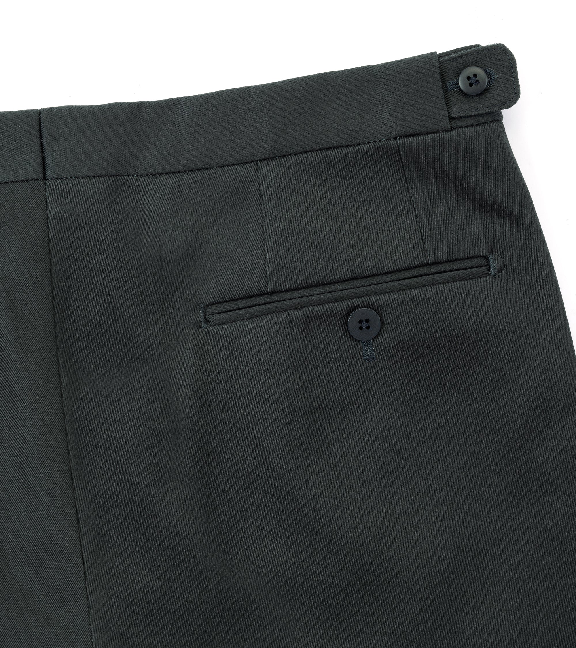 Echizenya for Trunk heavy chino trousers in navy, fabric detail.