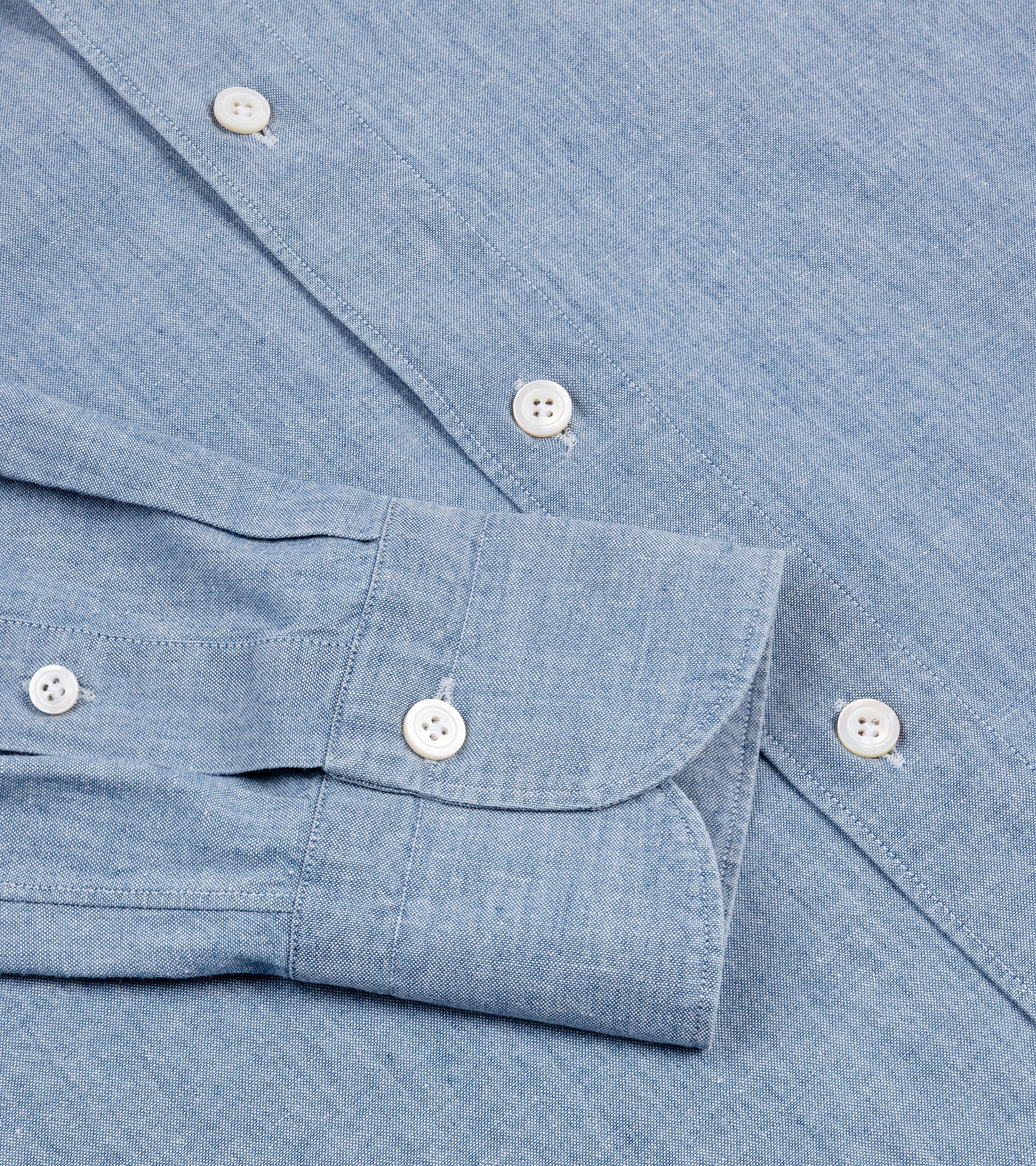 Finamore Gaeta Classic Cotton Leonardo Button Down Sport Shirt: Chambray