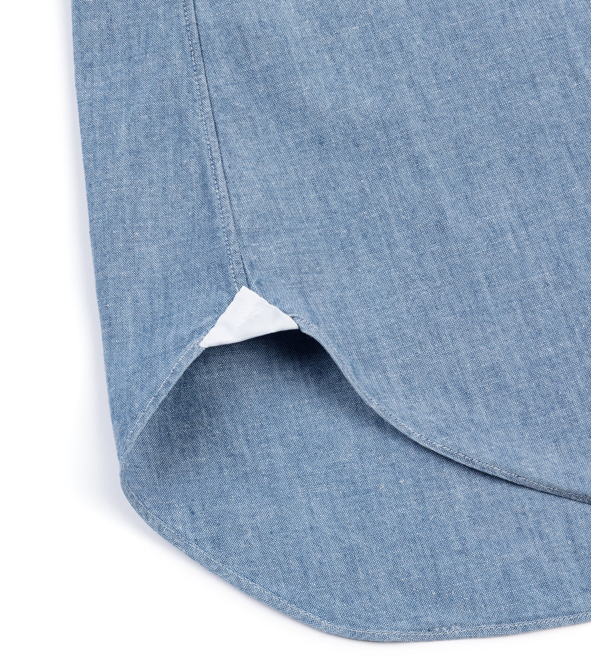 Finamore Gaeta Classic Cotton Leonardo Button Down Sport Shirt: Chambray
