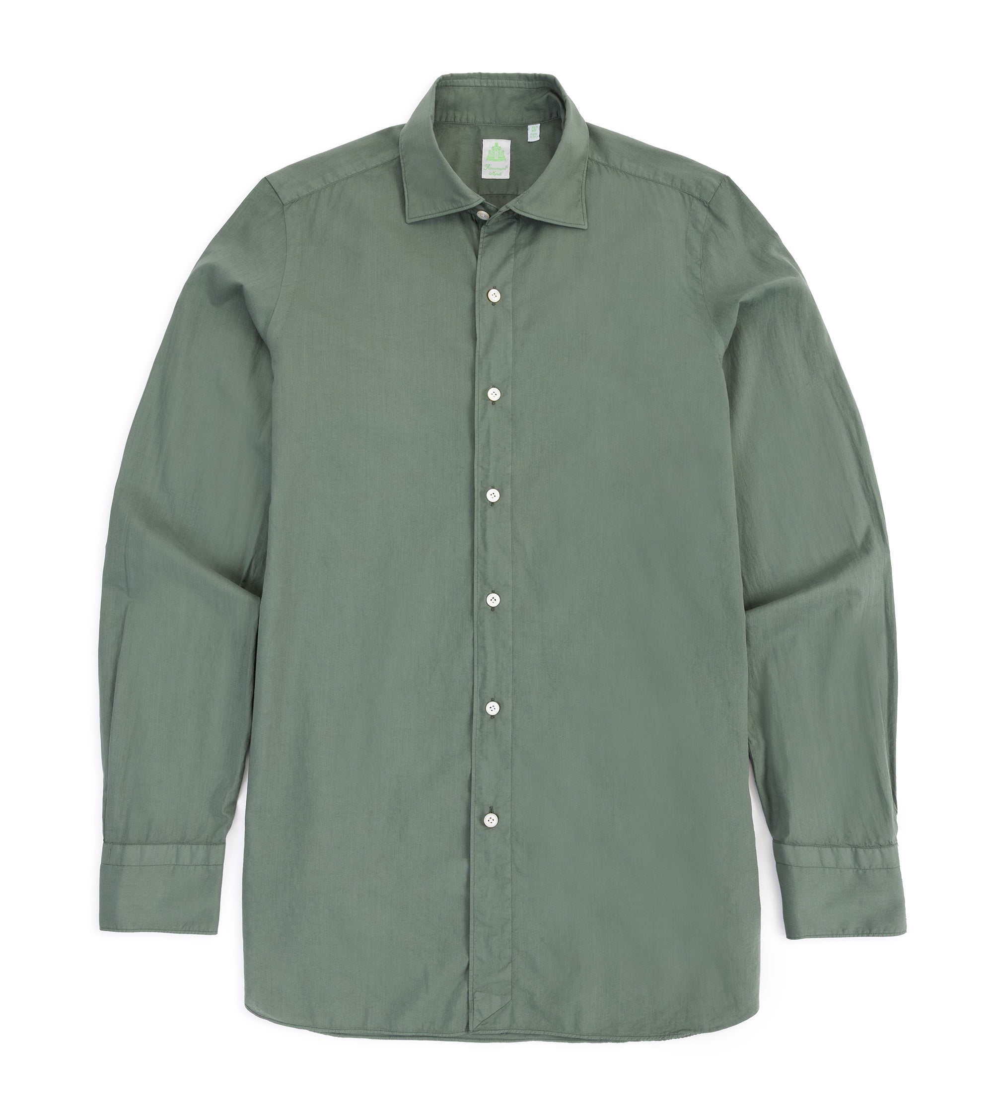 Finamore Gaeta Superlight Cotton Luigi Sport Shirt: Green