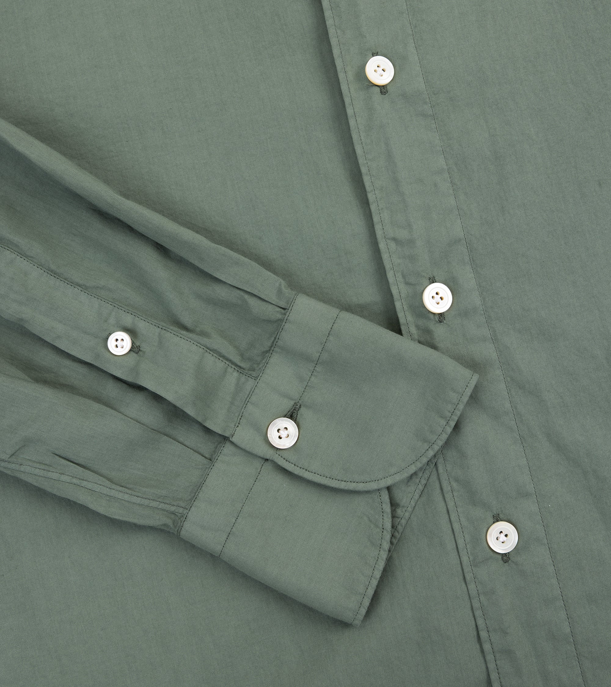 Finamore Gaeta Superlight Cotton Luigi Sport Shirt: Green