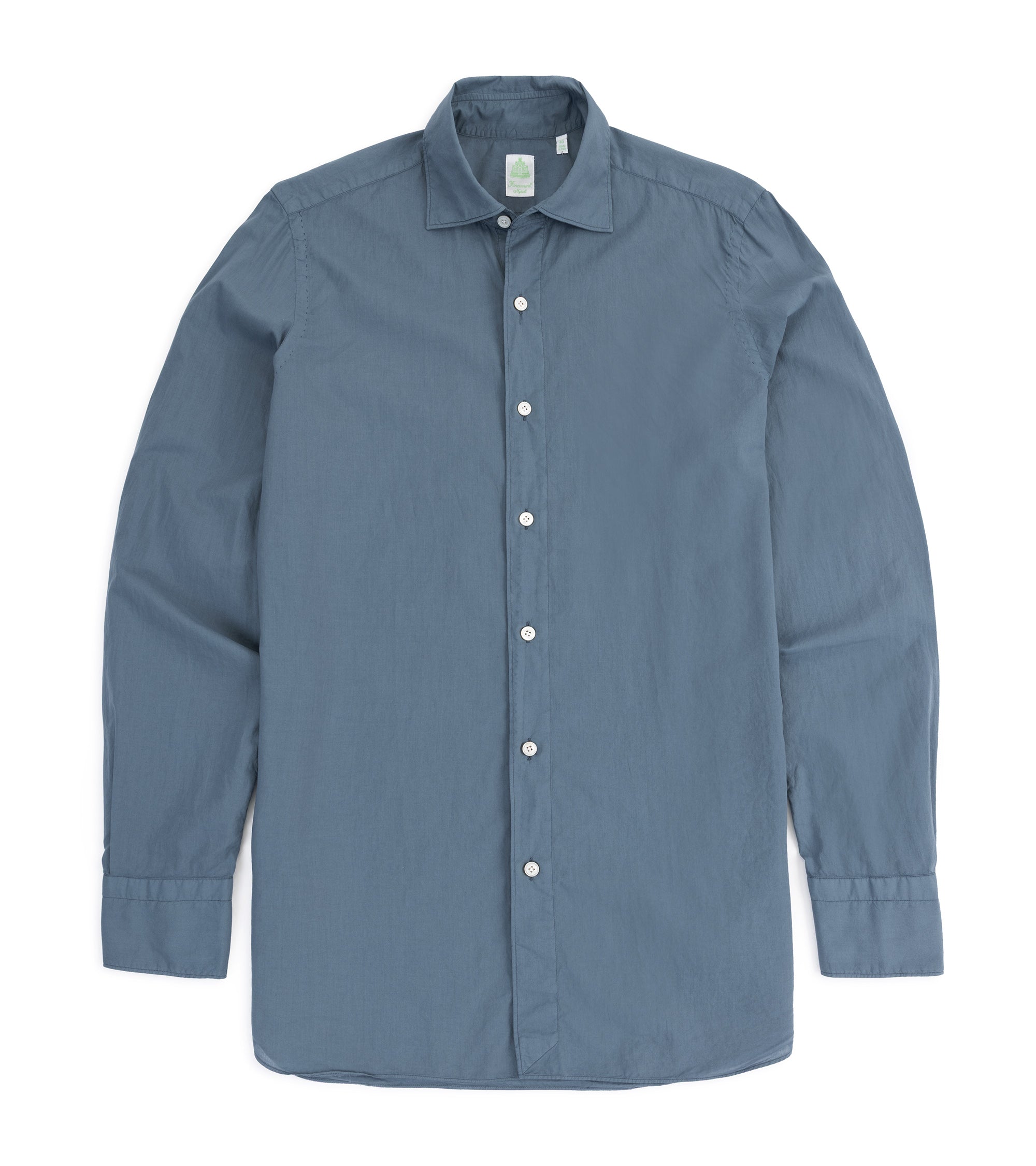 Finamore Gaeta Superlight Cotton Luigi Sport Shirt: Grey Blue