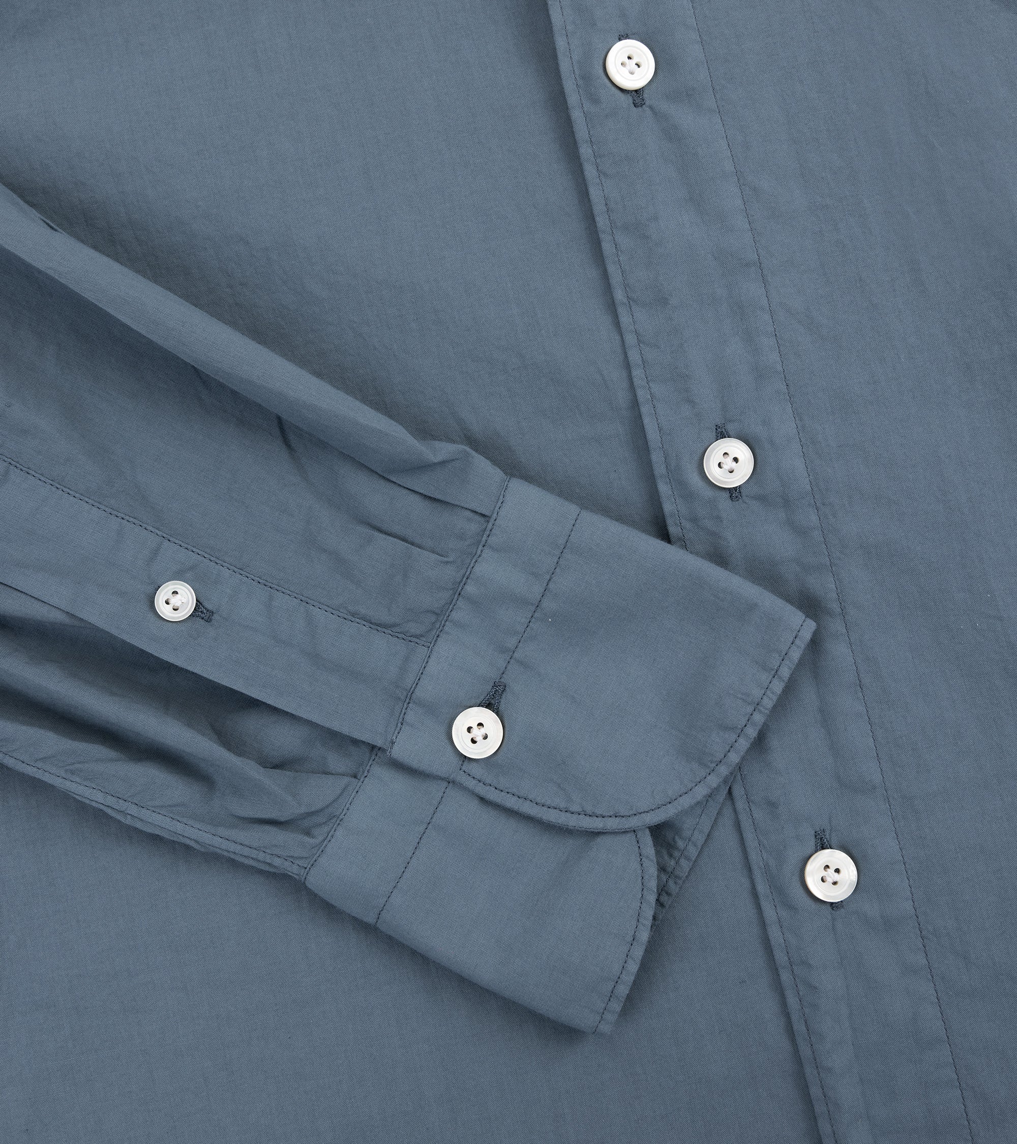 Finamore Gaeta Superlight Cotton Luigi Sport Shirt: Grey Blue