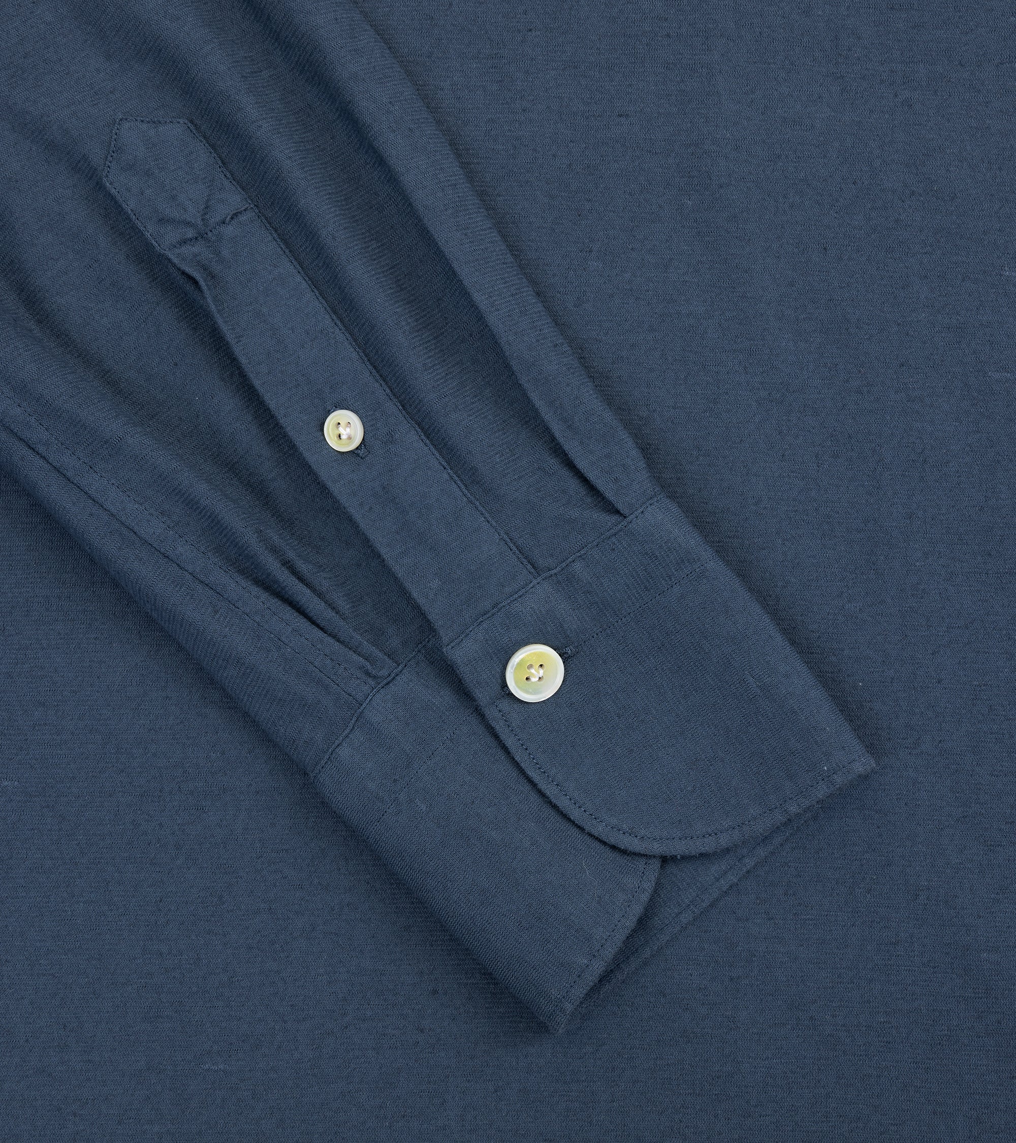 Finamore Orlando Cotton Linen Polo Shirt: Blue