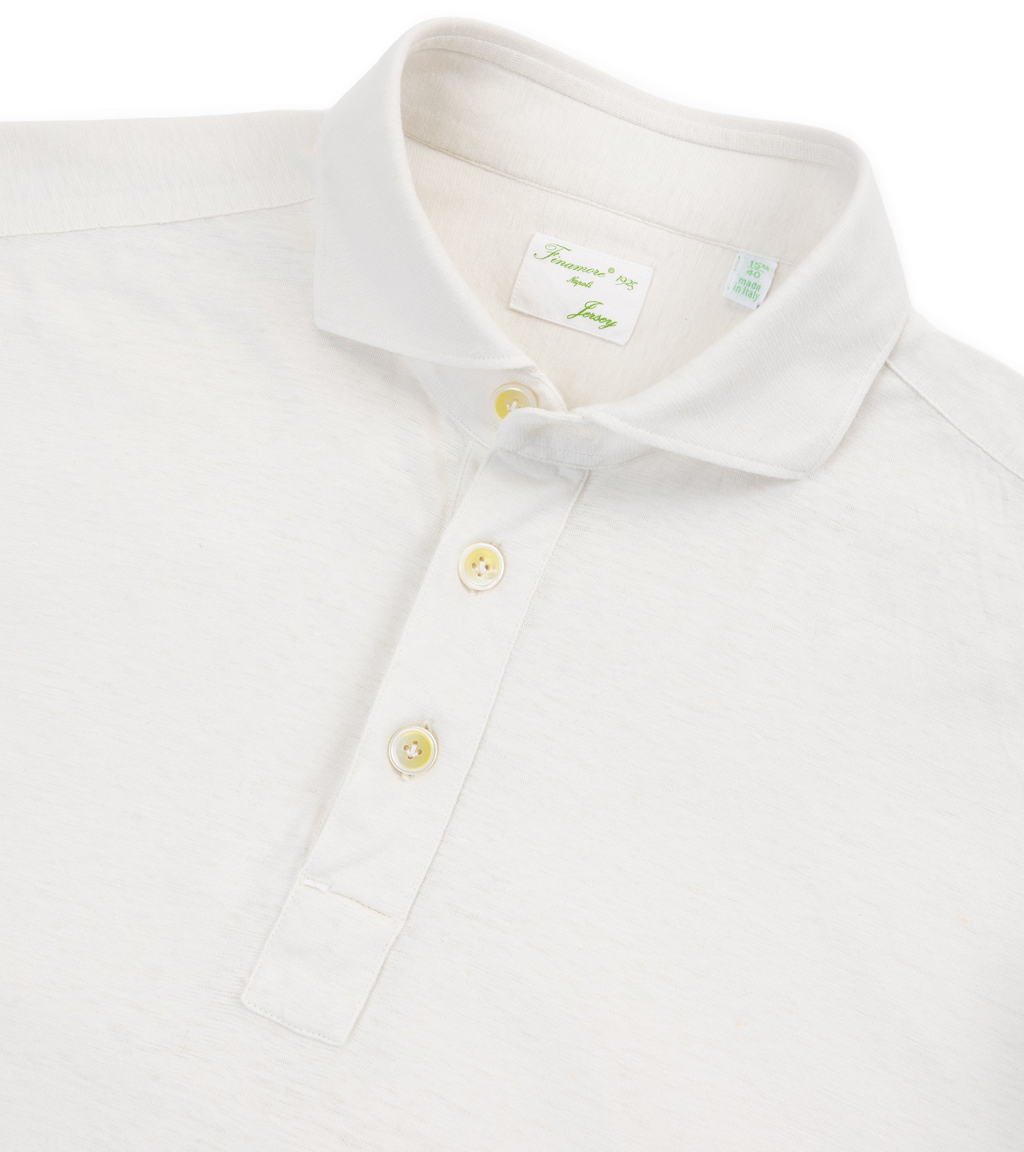 Finamore Orlando Cotton Linen Polo Shirt: Cream