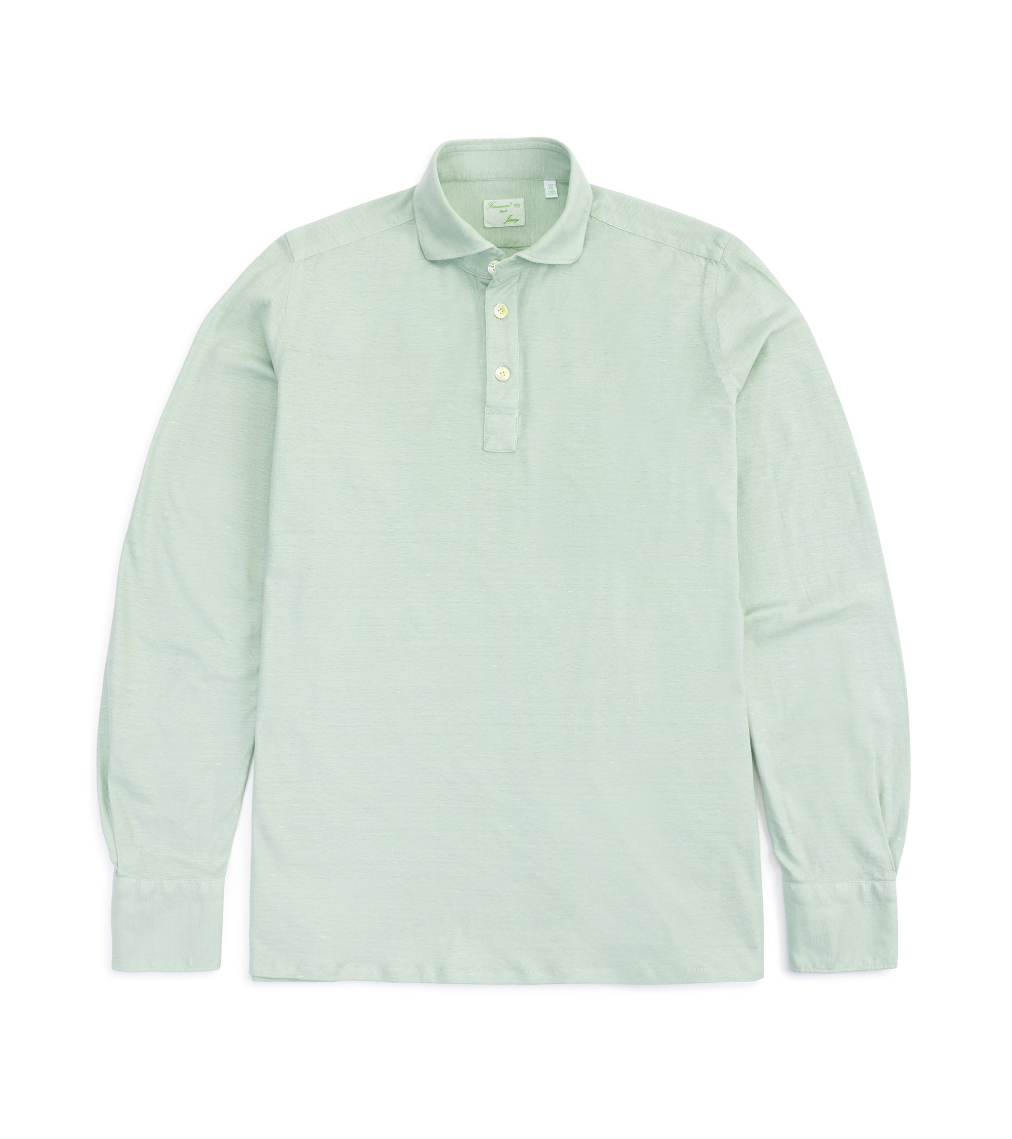 Finamore Orlando Cotton Linen Polo Shirt: Seafoam