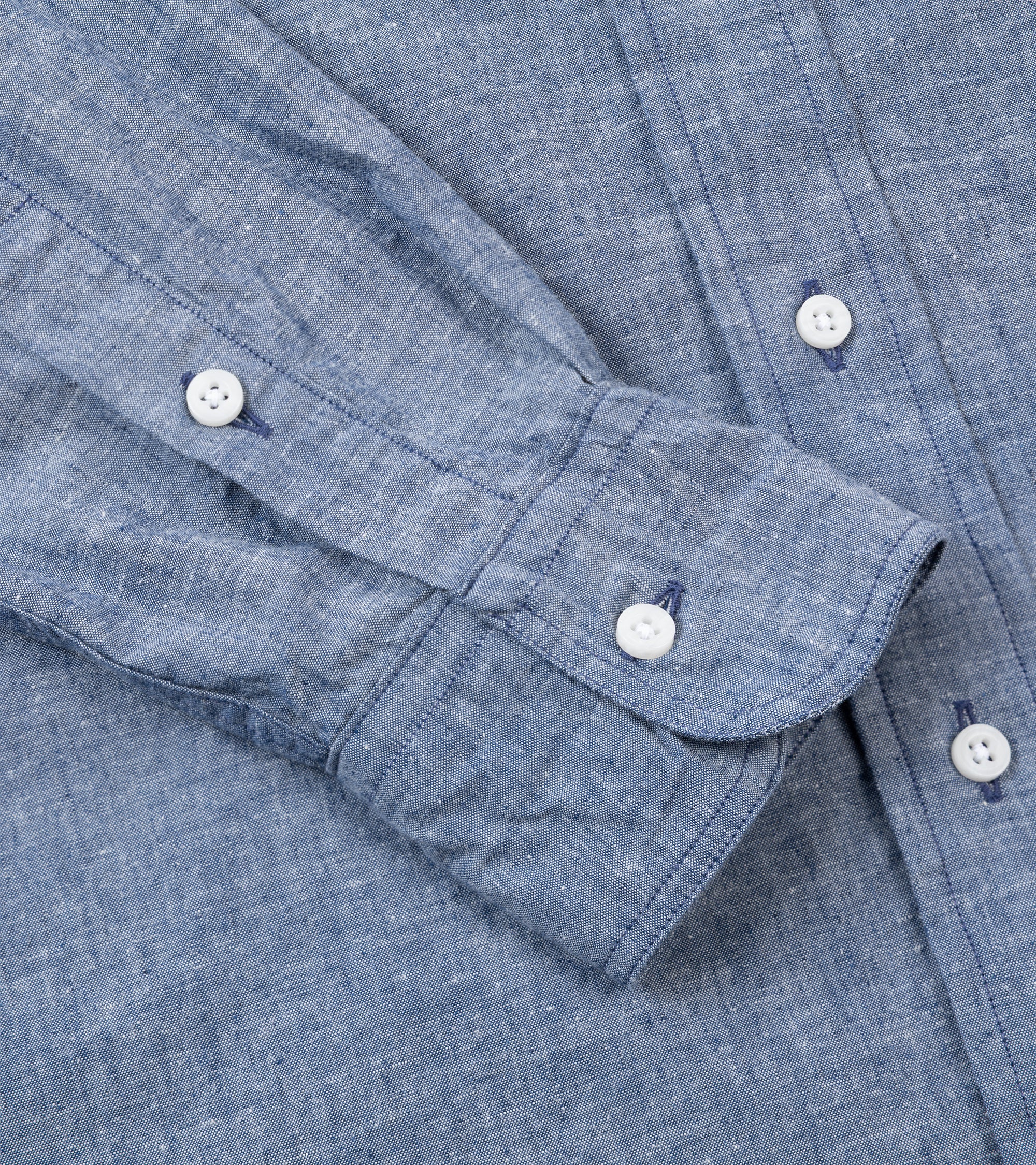 Gitman Vintage Japanese Cotton Linen Button Down Shirt: Blue