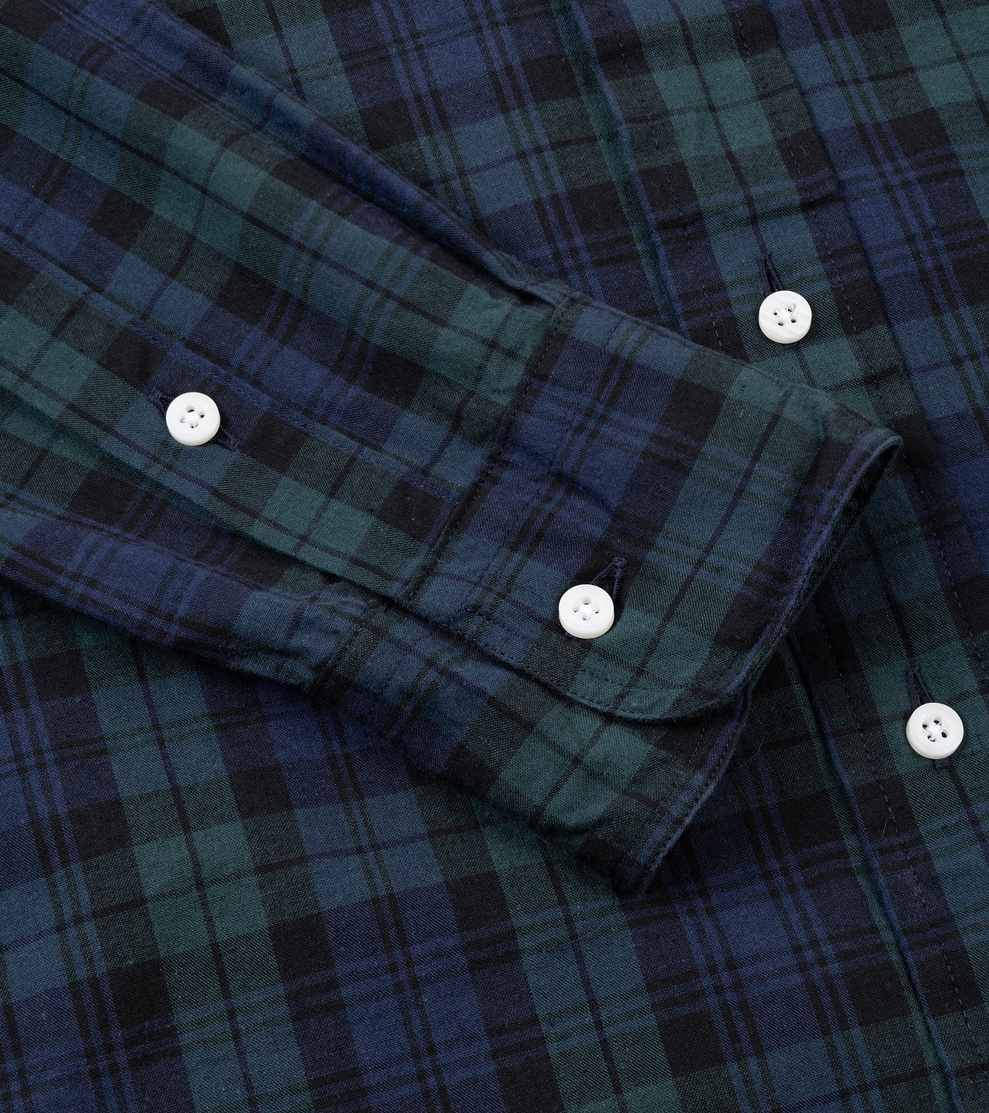 Gitman Vintage Japanese Cotton Linen Plaid Button Down Shirt: Blackwatch