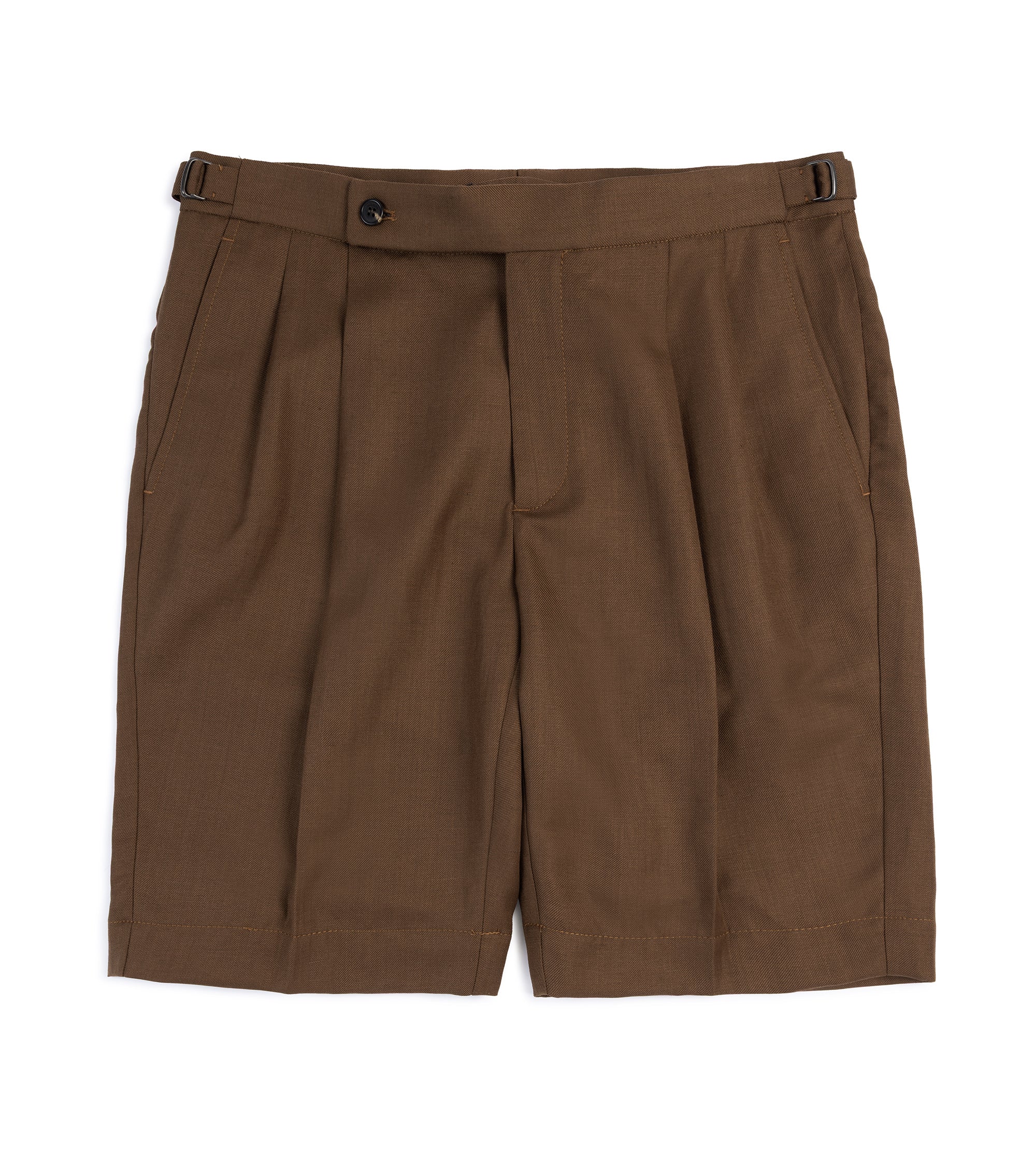 Incotex Wool Linen Pleated Shorts: Brown