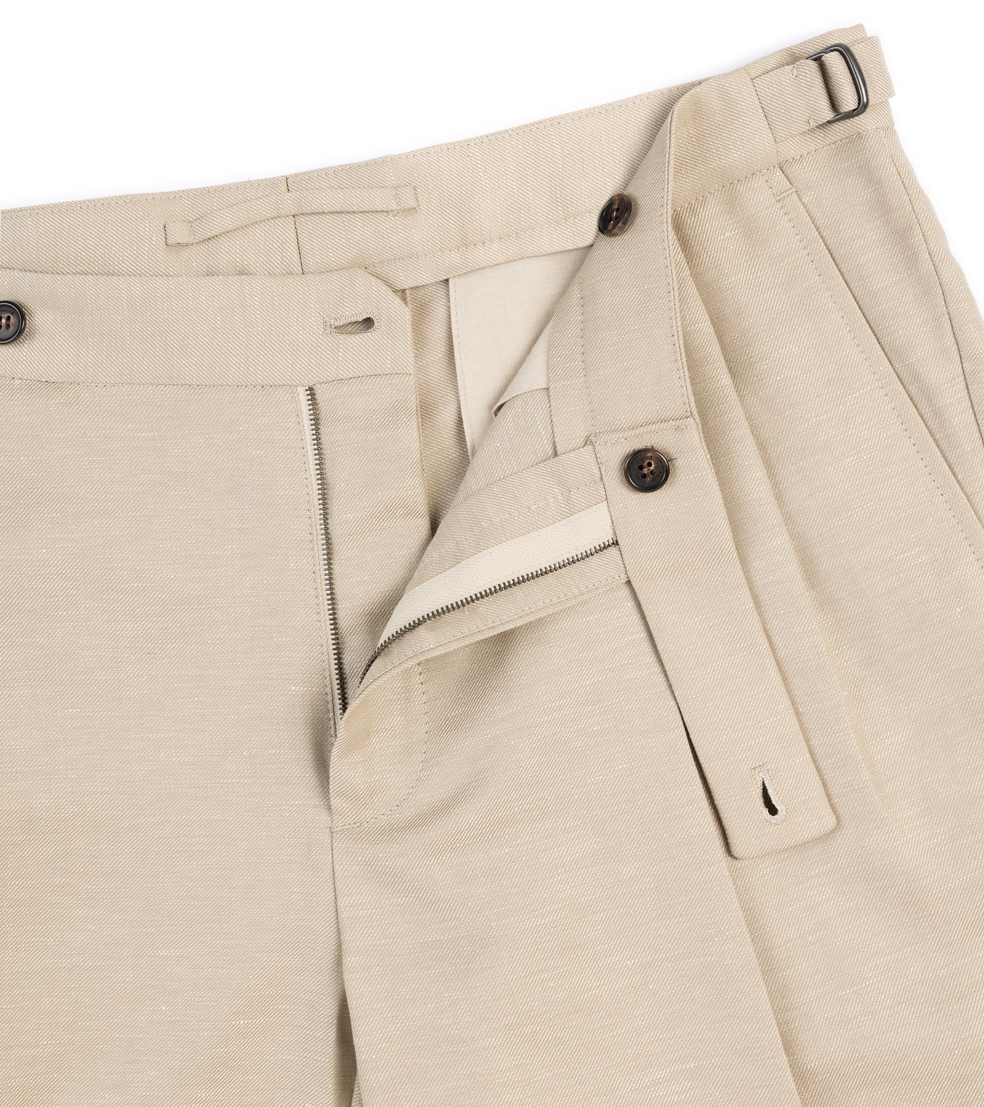 Incotex Wool Linen Pleated Shorts: Tan