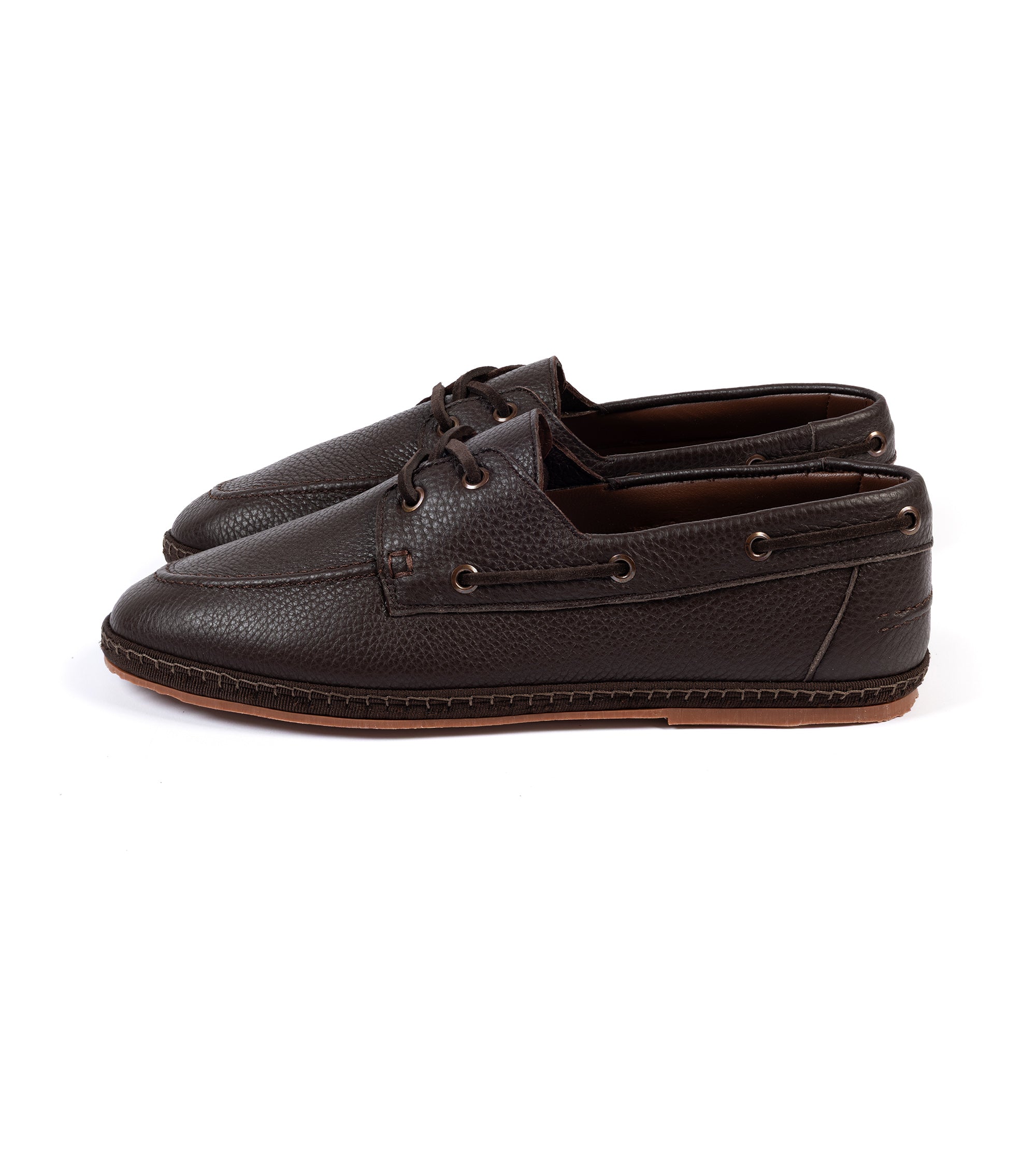 Miez La Barca Hand Stitched Deerskin Moccasin: Brown