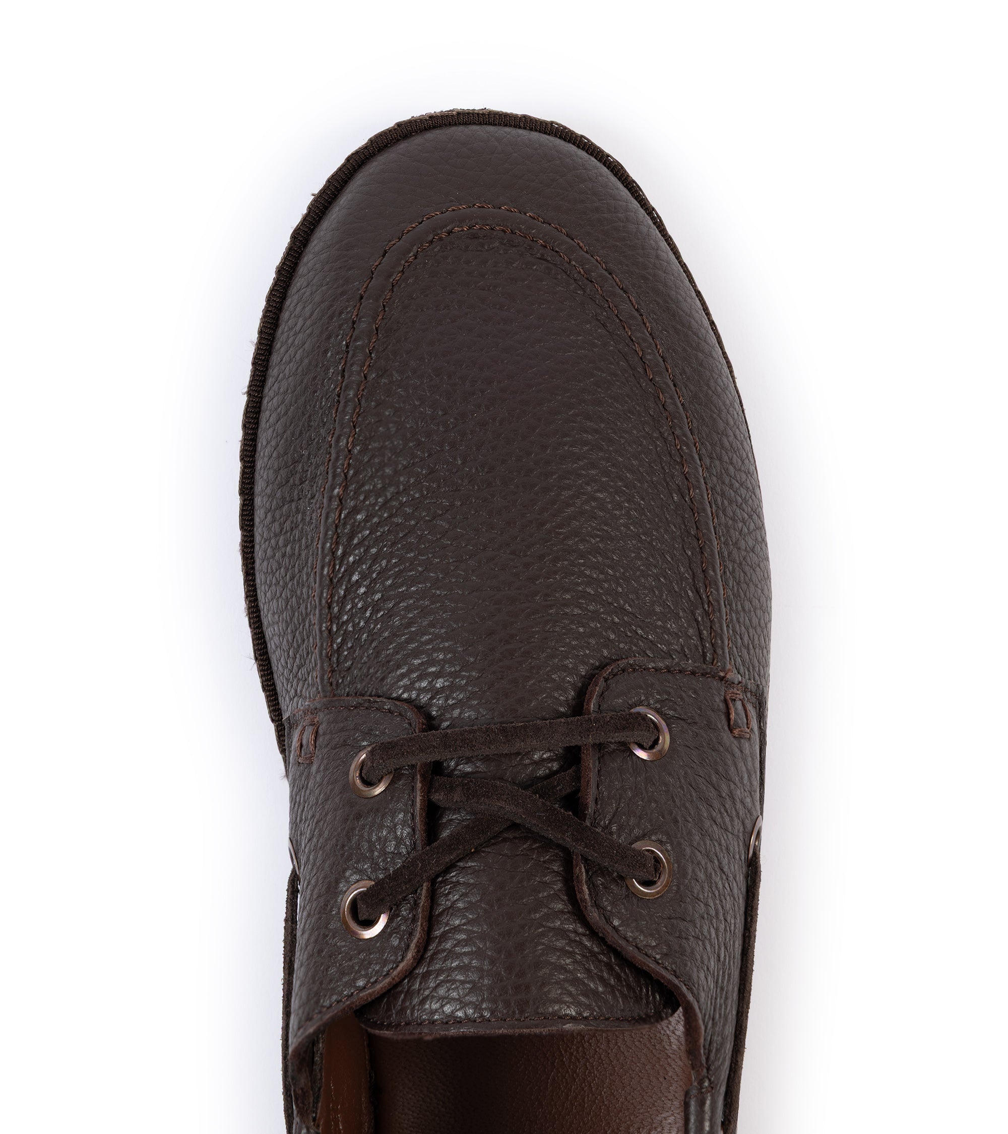 Miez La Barca Hand Stitched Deerskin Moccasin: Brown