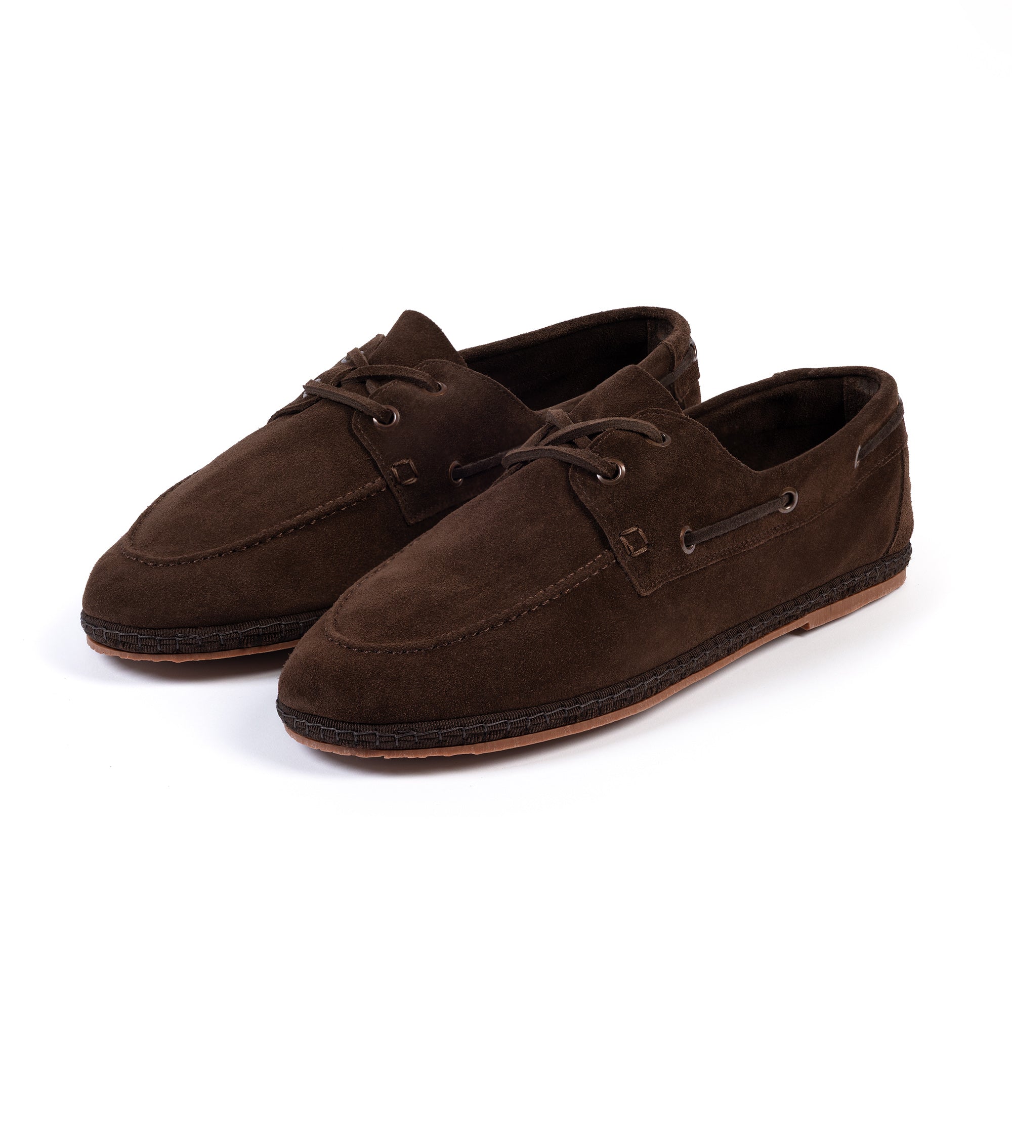 Miez La Barca Hand Stitched Soft Suede Moccasin: Brown