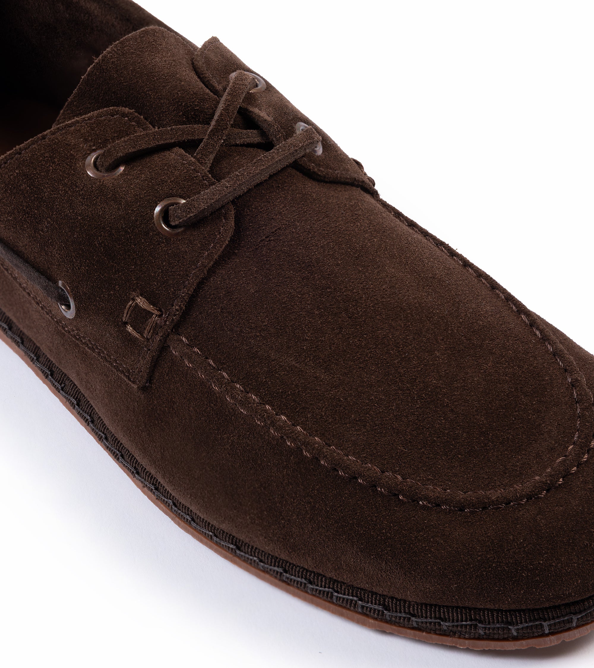 Miez La Barca Hand Stitched Soft Suede Moccasin: Brown