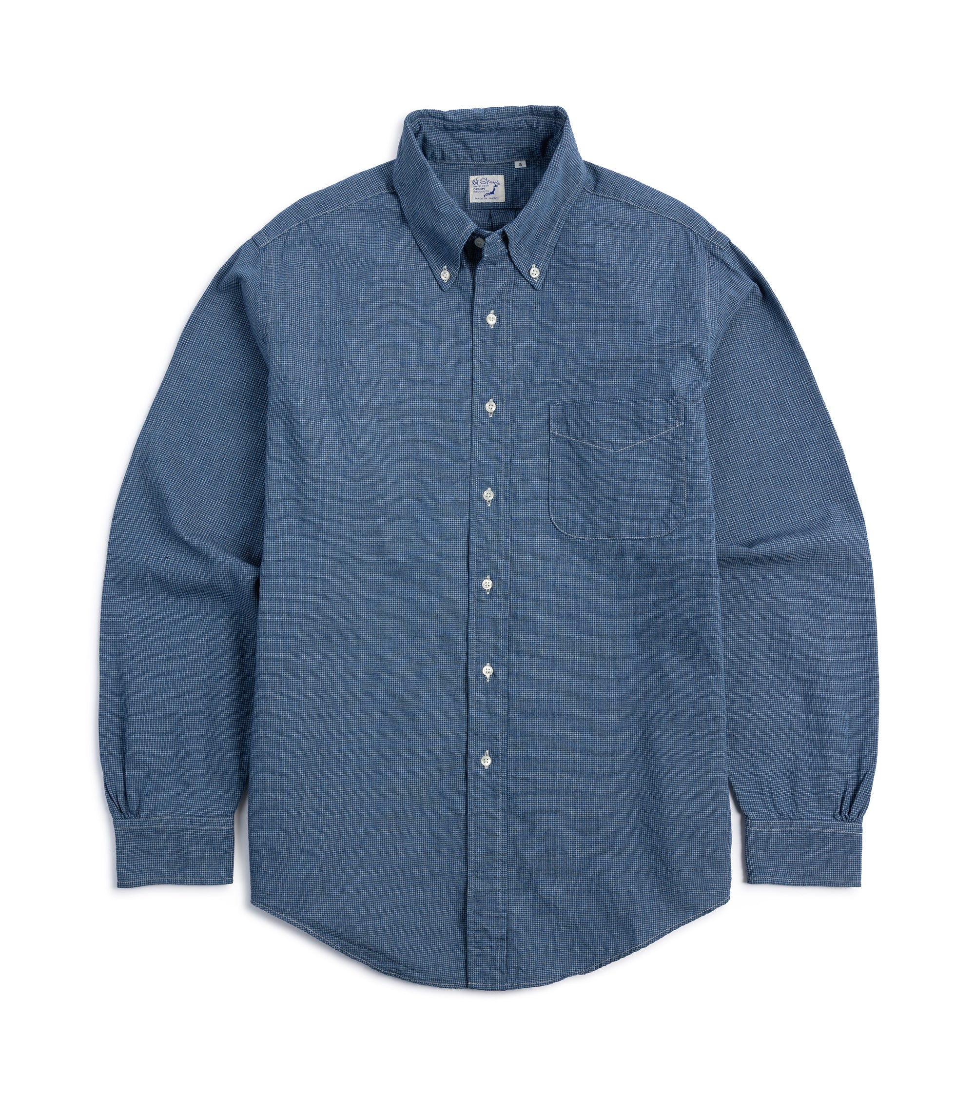 OrSlow Standard Chambray Check Button Down Shirt: Blue
