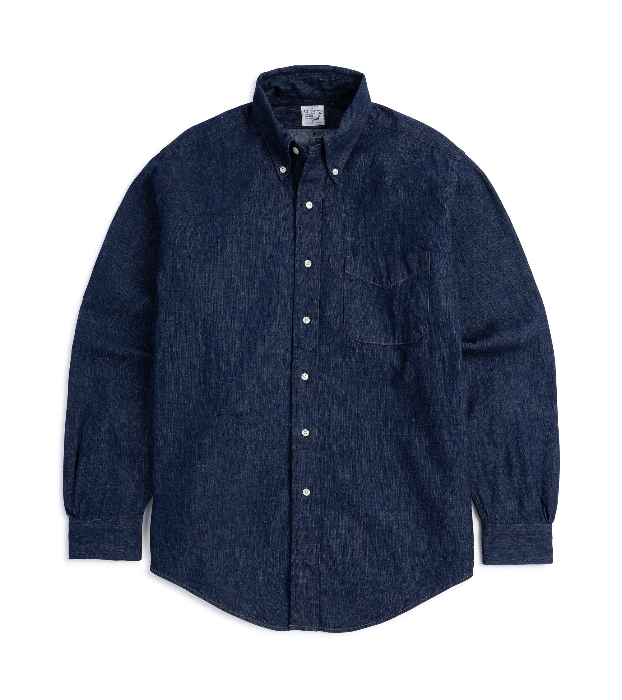 OrSlow Standard Denim Button Down Shirt: One Wash