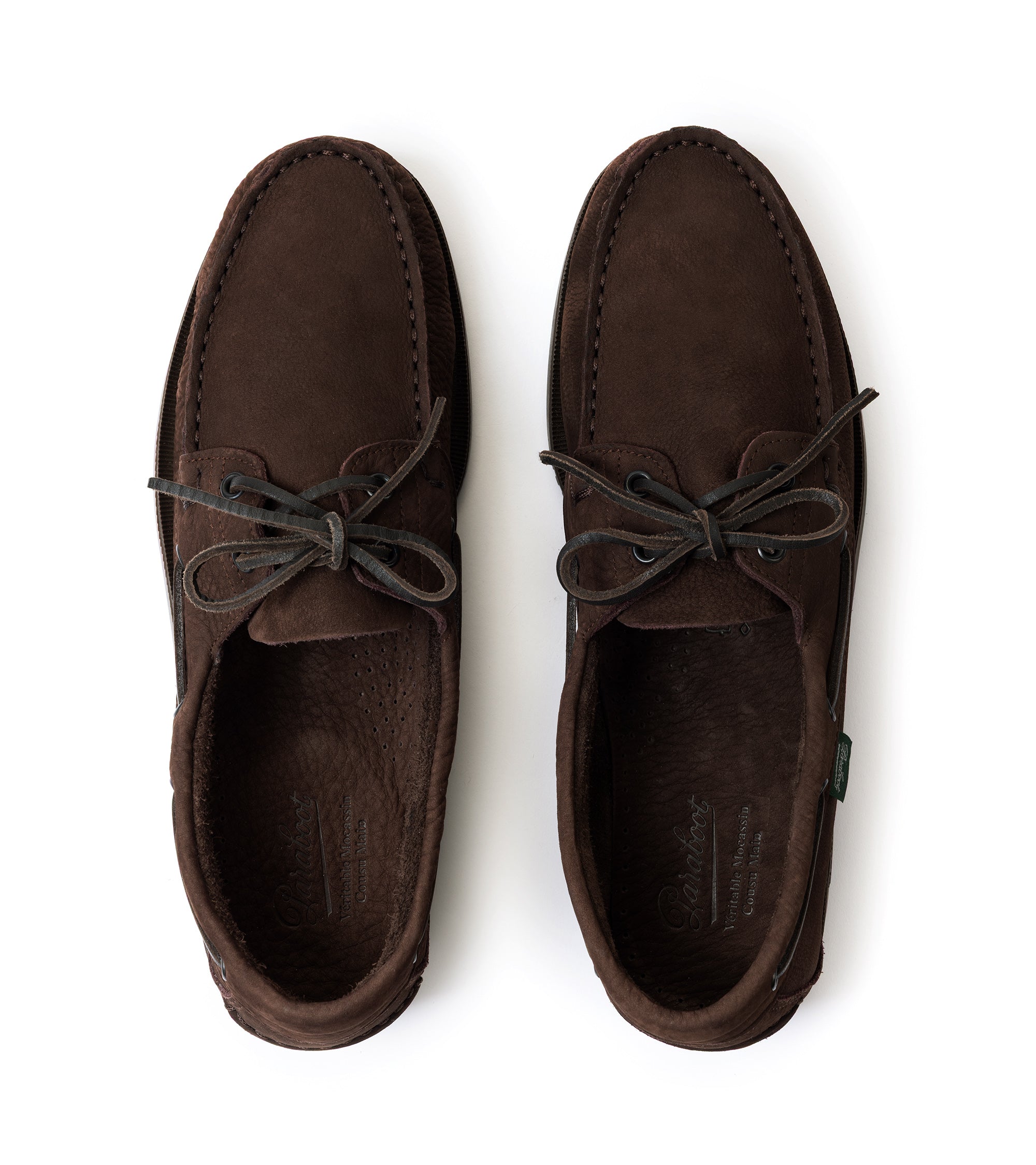 Paraboot Barth Nubuck Boat Shoe: Chocolate