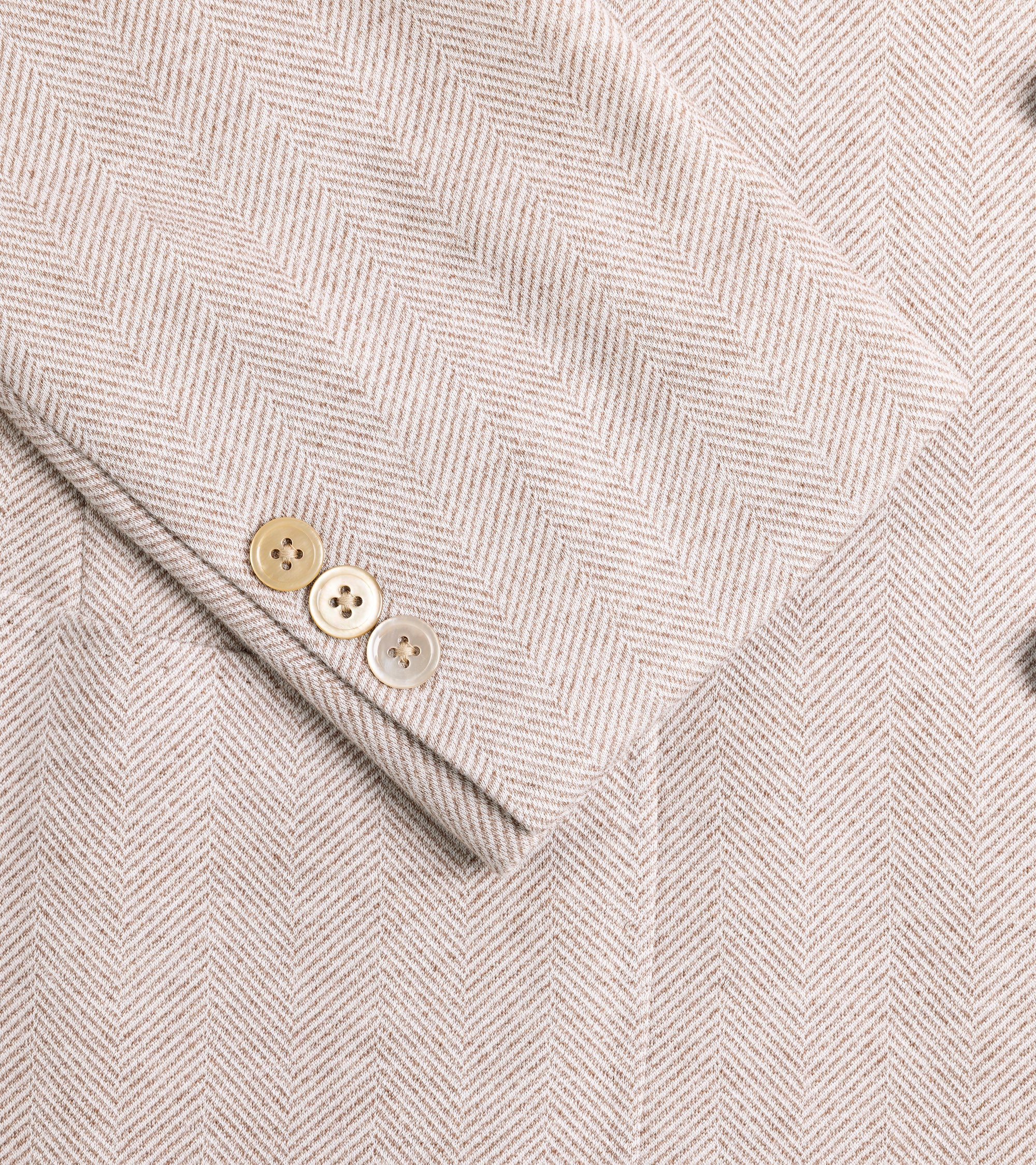 Ring Jacket Cotton Herringbone Stand Collar Jacket: Beige
