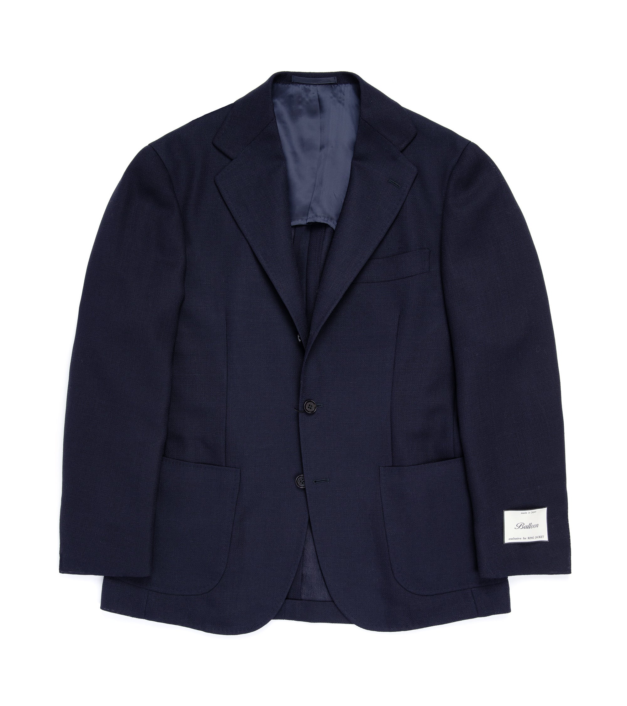 Ring Jacket wool mesh Balloon jacket in navy, front view.