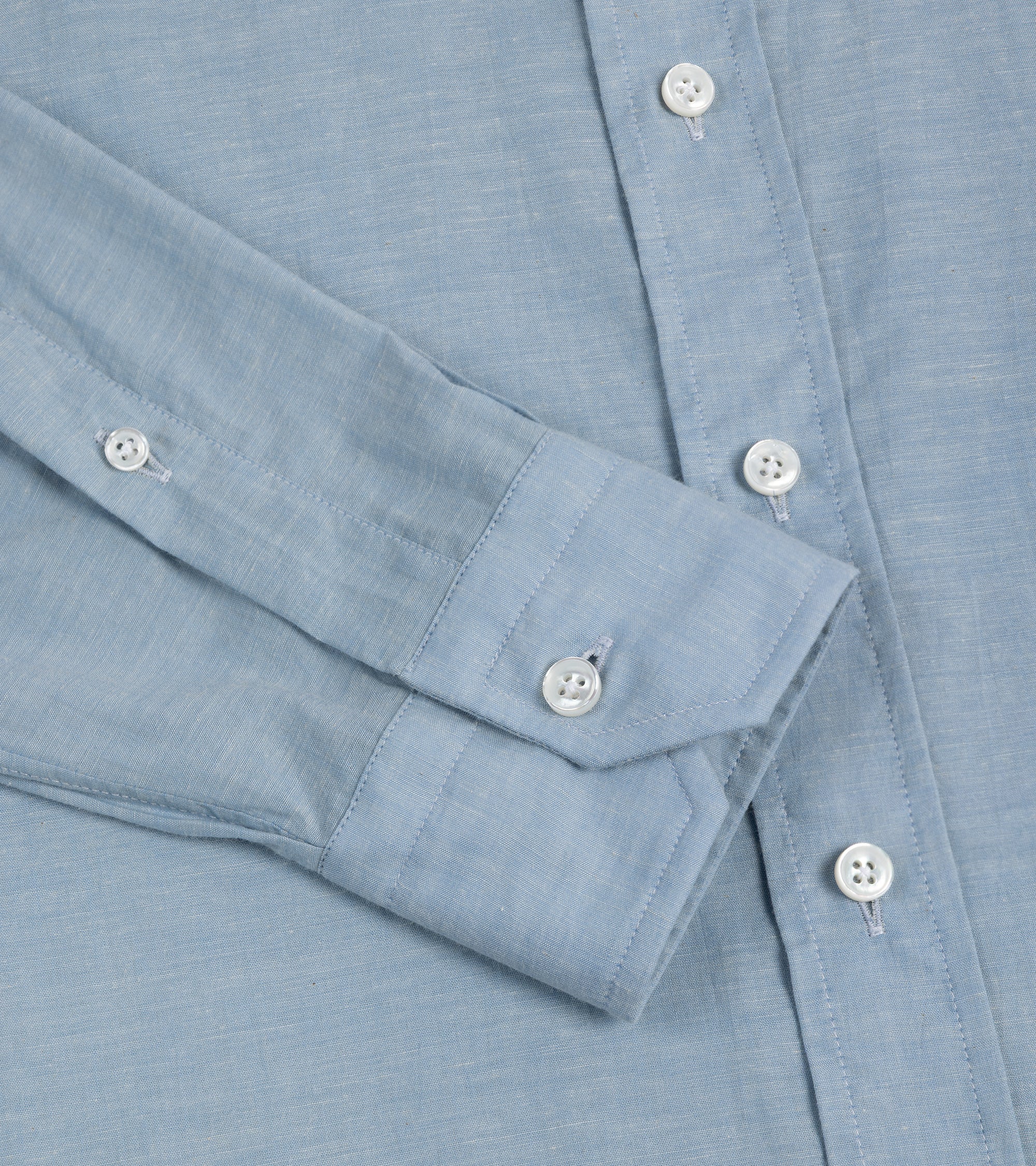 Salvatore Piccolo Cotton Chambray Formal Shirt: Light Blue