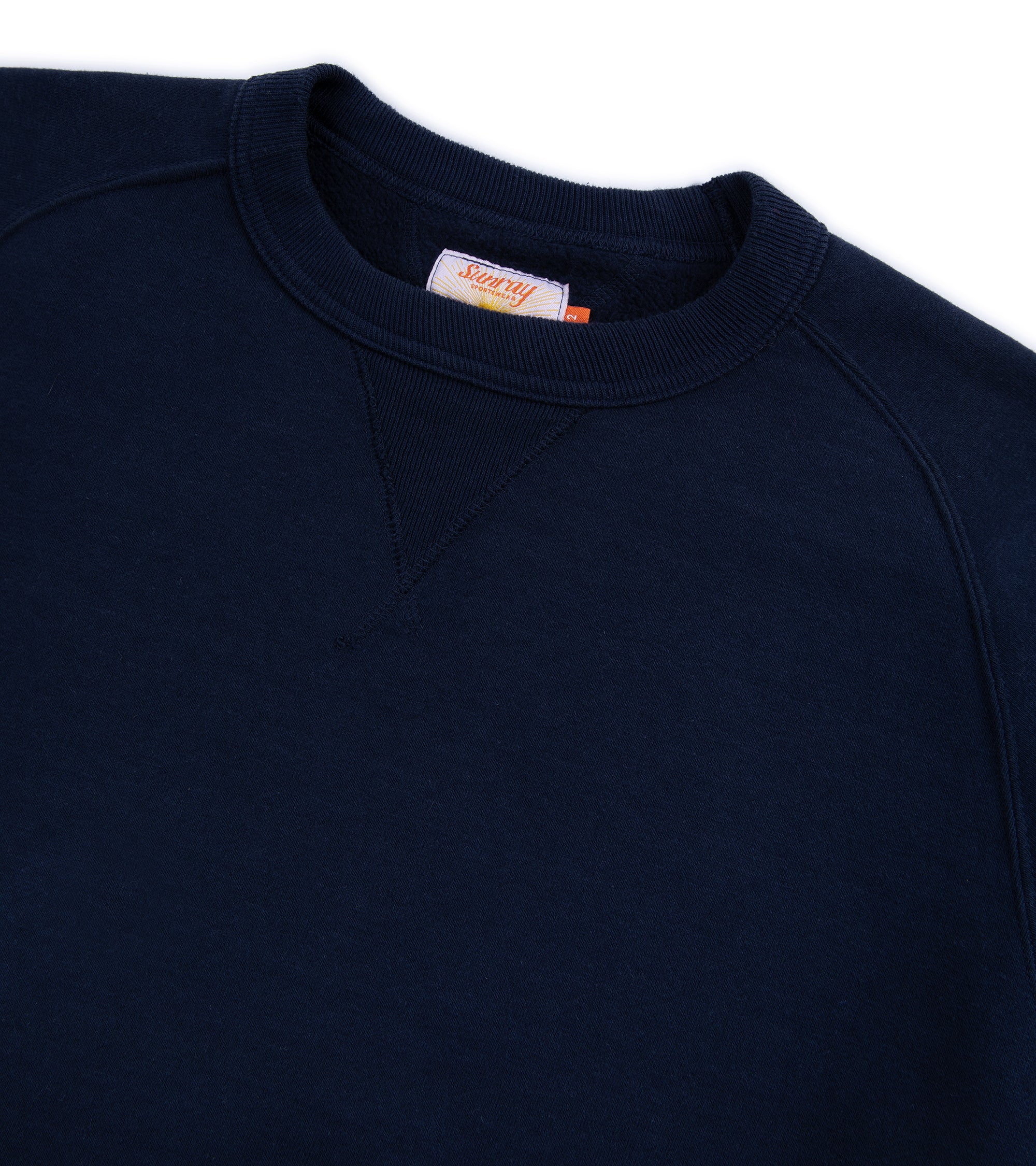 Sunray Sportswear Puamana raglan cotton sweatshirt in dark navy, back view.