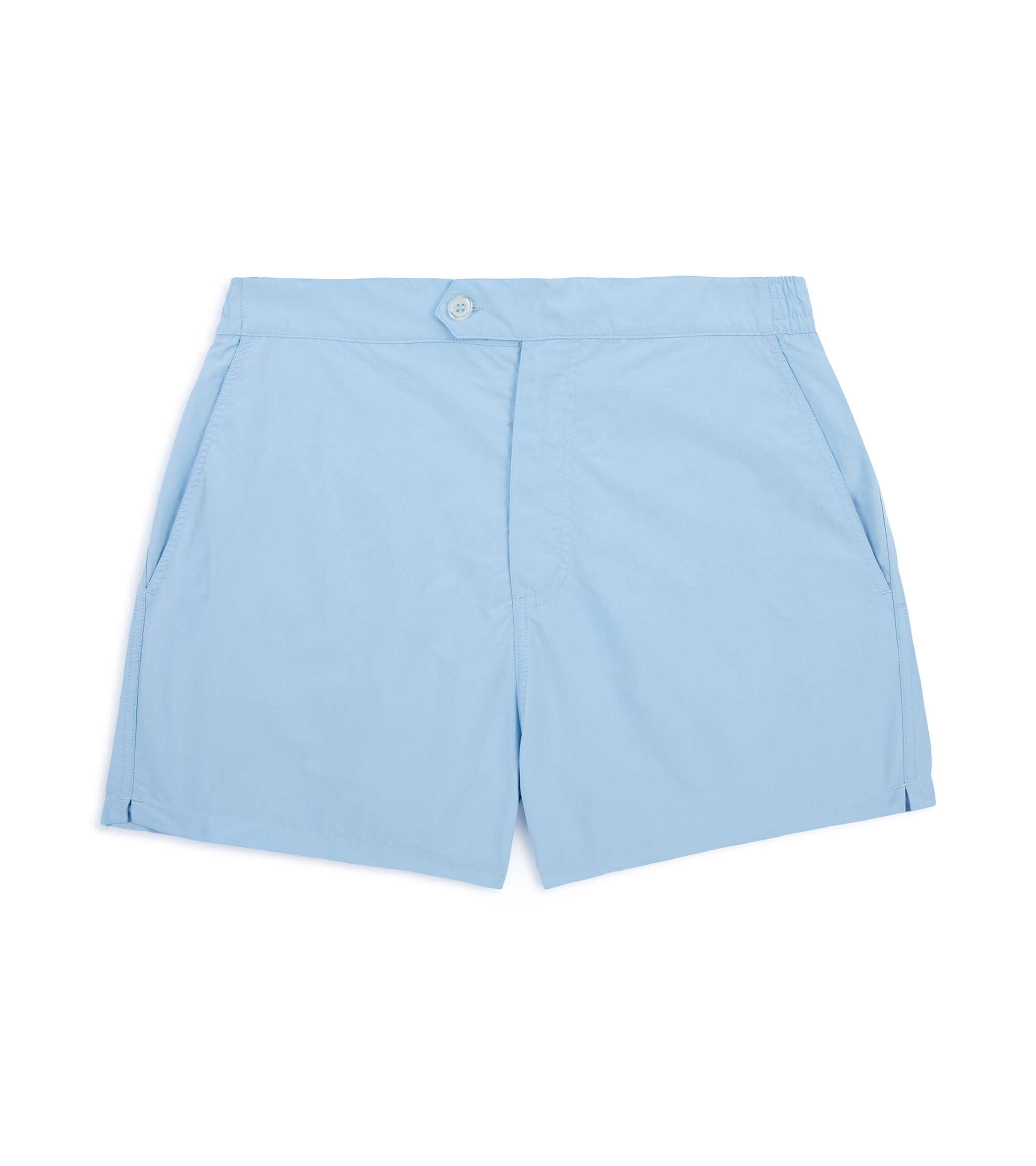 Trunk Foley swim shorts in light blue, front view.