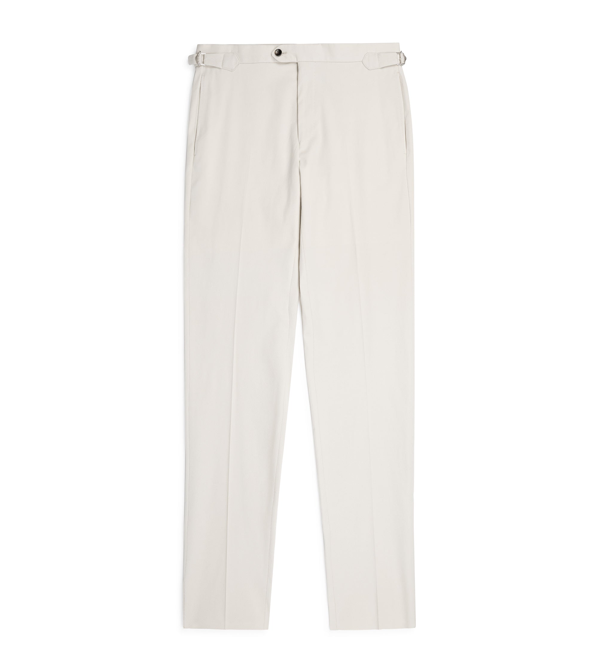 Trunk Walbrook cotton tailored trousers in light beige, front view.