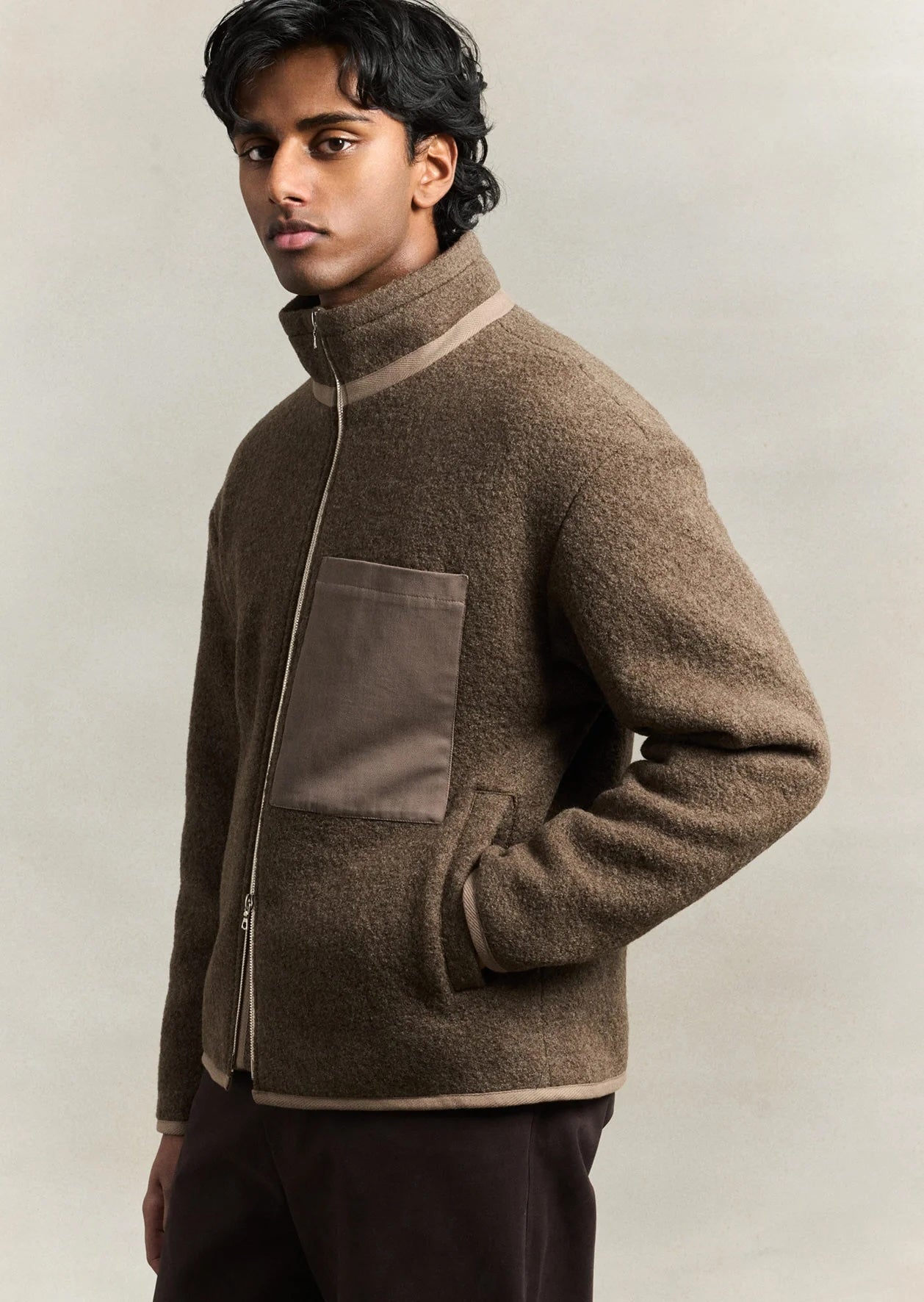De Bonne Facture Boiled Wool Bookstore Jacket: Ash Brown