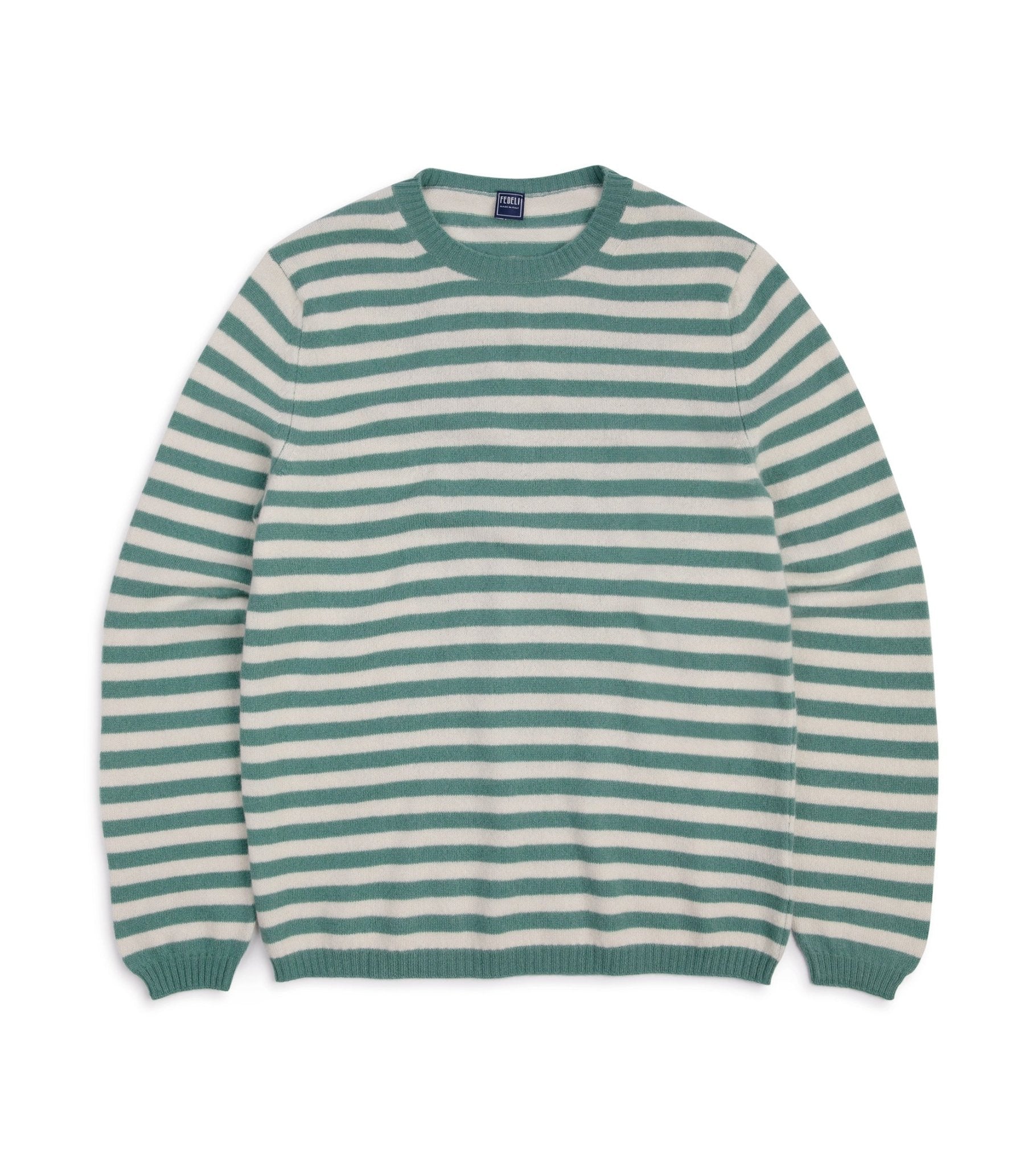 Fedeli Light Striped Cashmere Sweater: Green - Trunk Clothiers