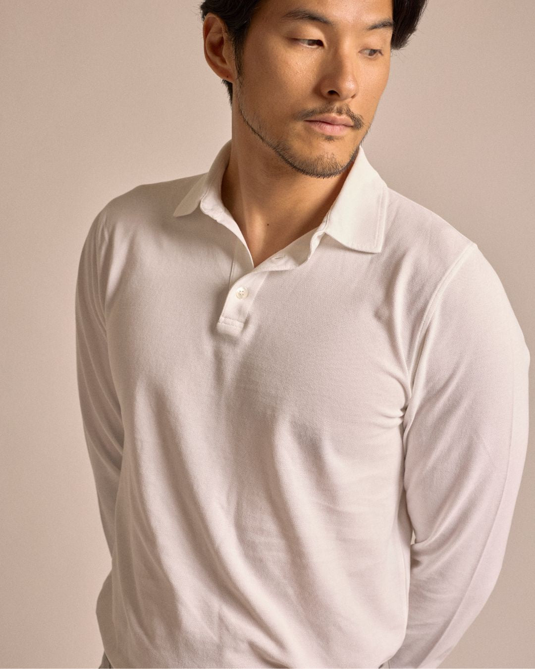 Trunk Moxon Long Sleeve Polo Shirt: White