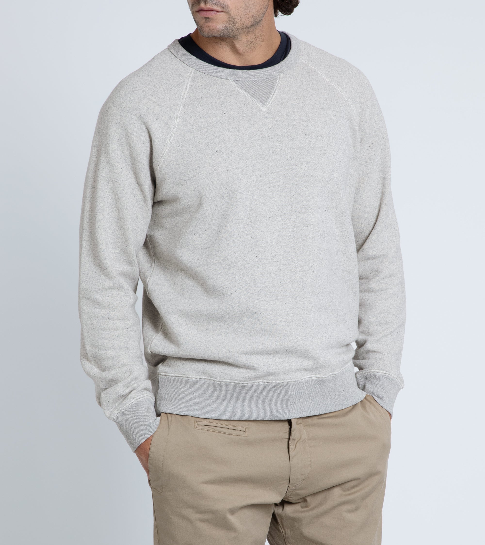 Trunk Cooper cotton crew neck sweatshirt in grey, fabric detail.