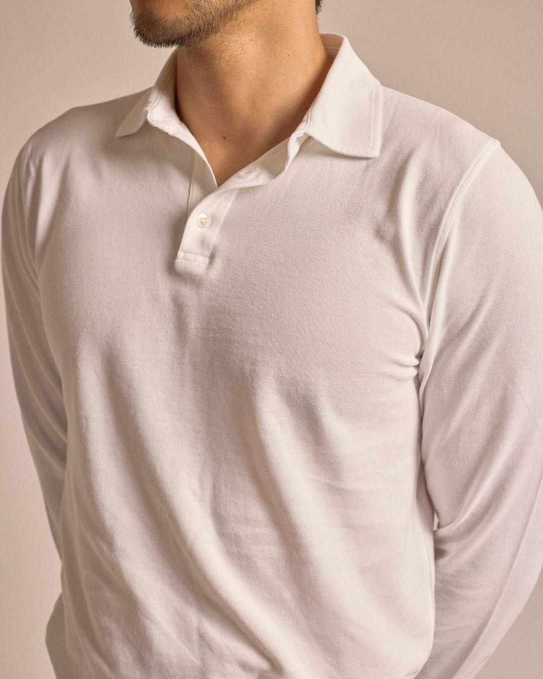 Trunk Moxon Long Sleeve Polo Shirt: White