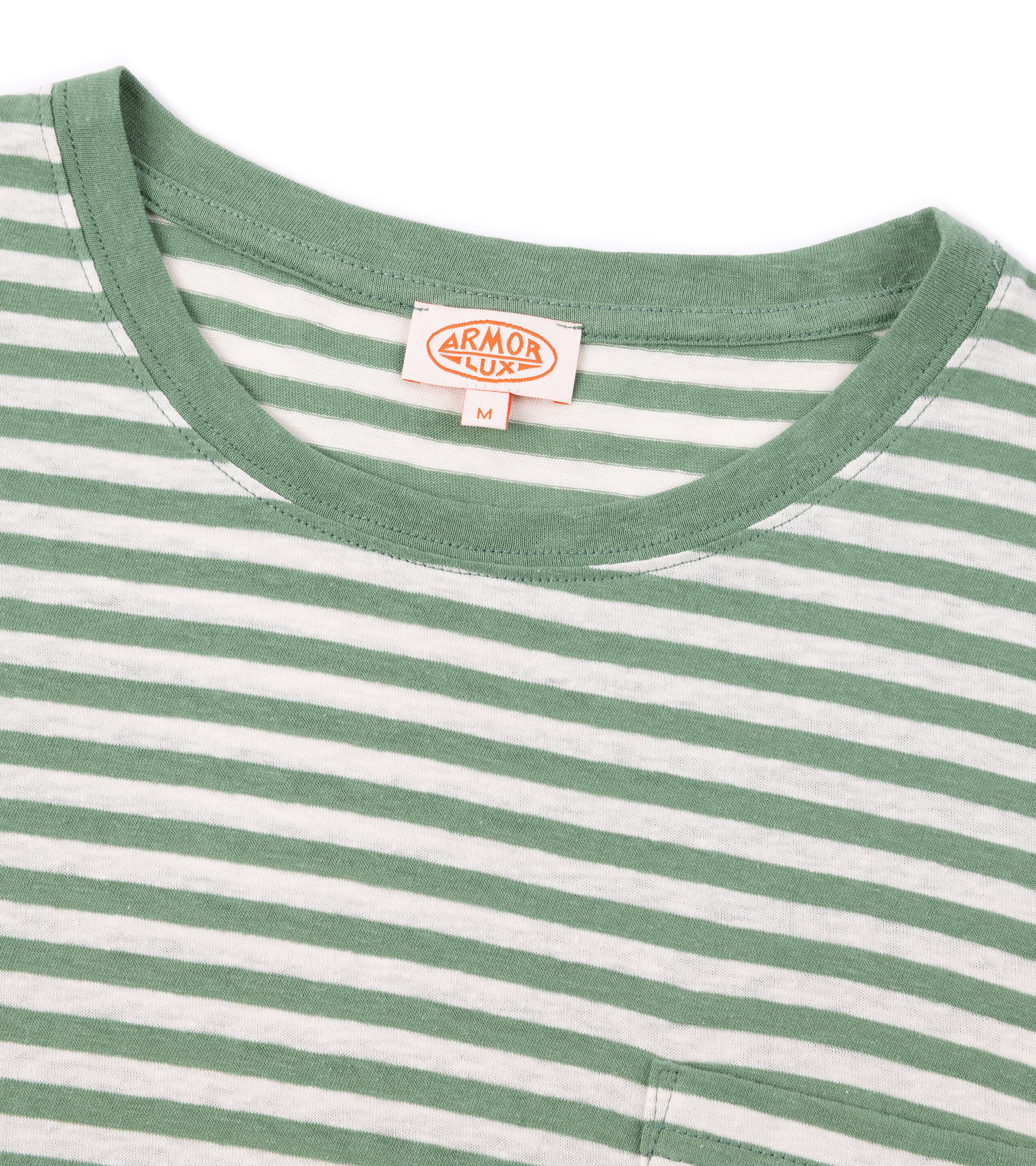 Armor-Lux Cotton Linen Striped T-Shirt: Ivy