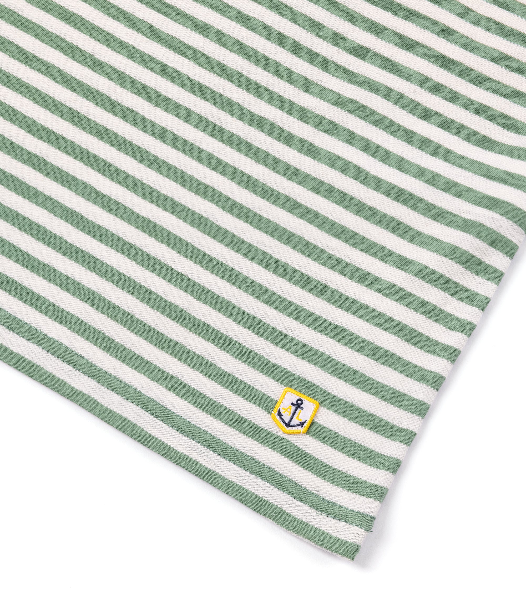 Armor-Lux Cotton Linen Striped T-Shirt: Ivy