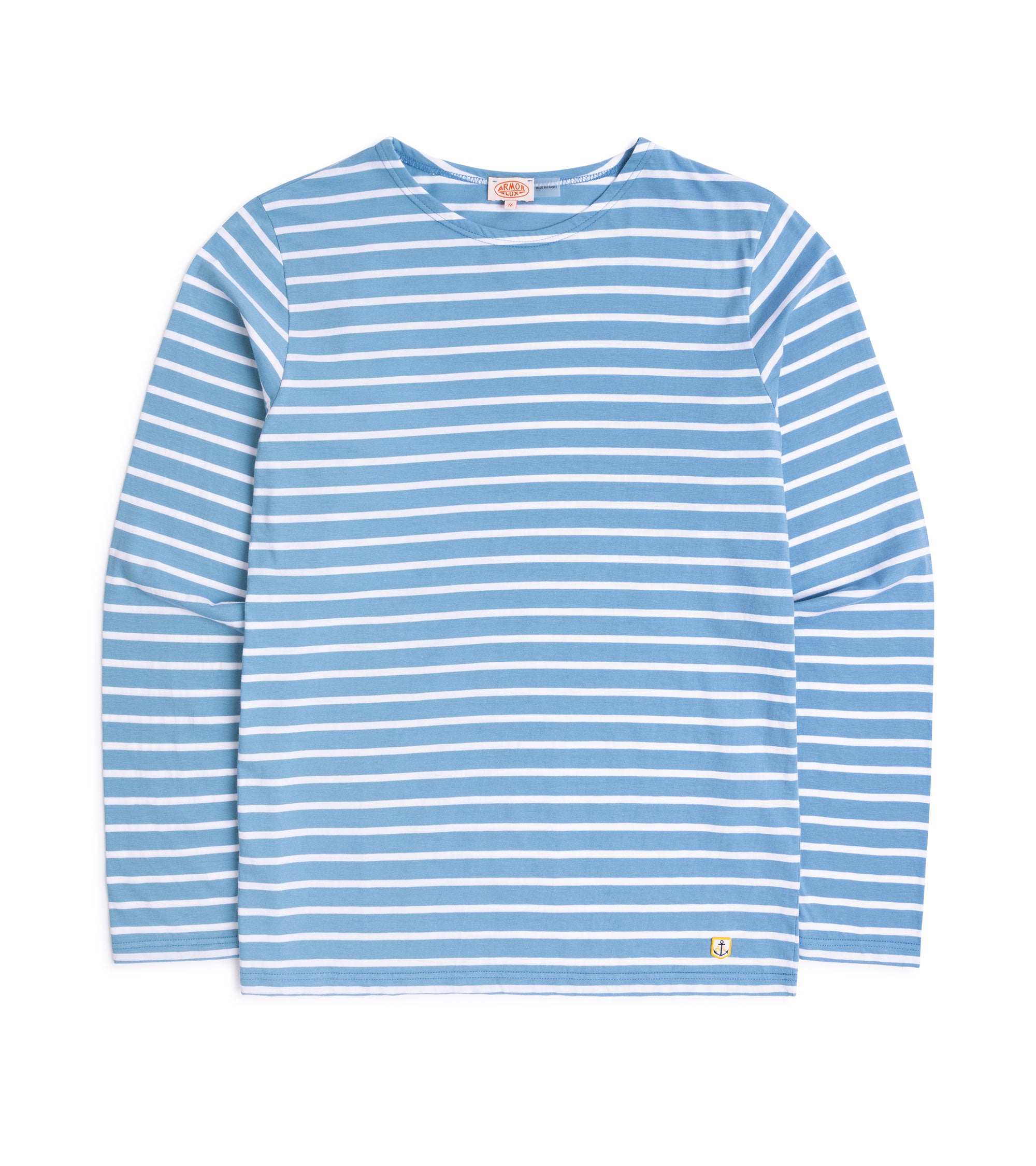 Armor-Lux Lightweight Breton Striped T-Shirt: Waterfall/White