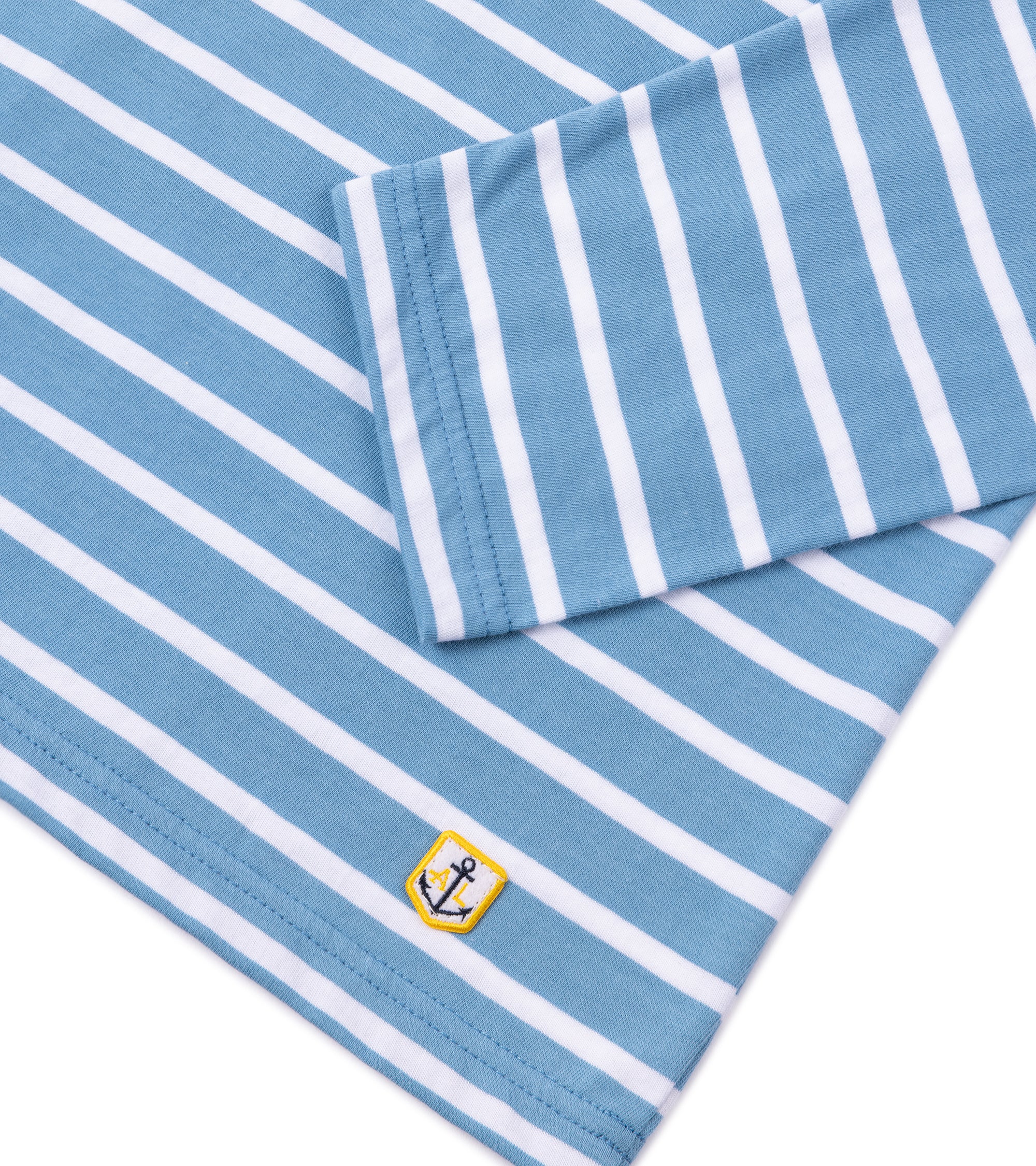 Armor-Lux Lightweight Breton Striped T-Shirt: Waterfall/White