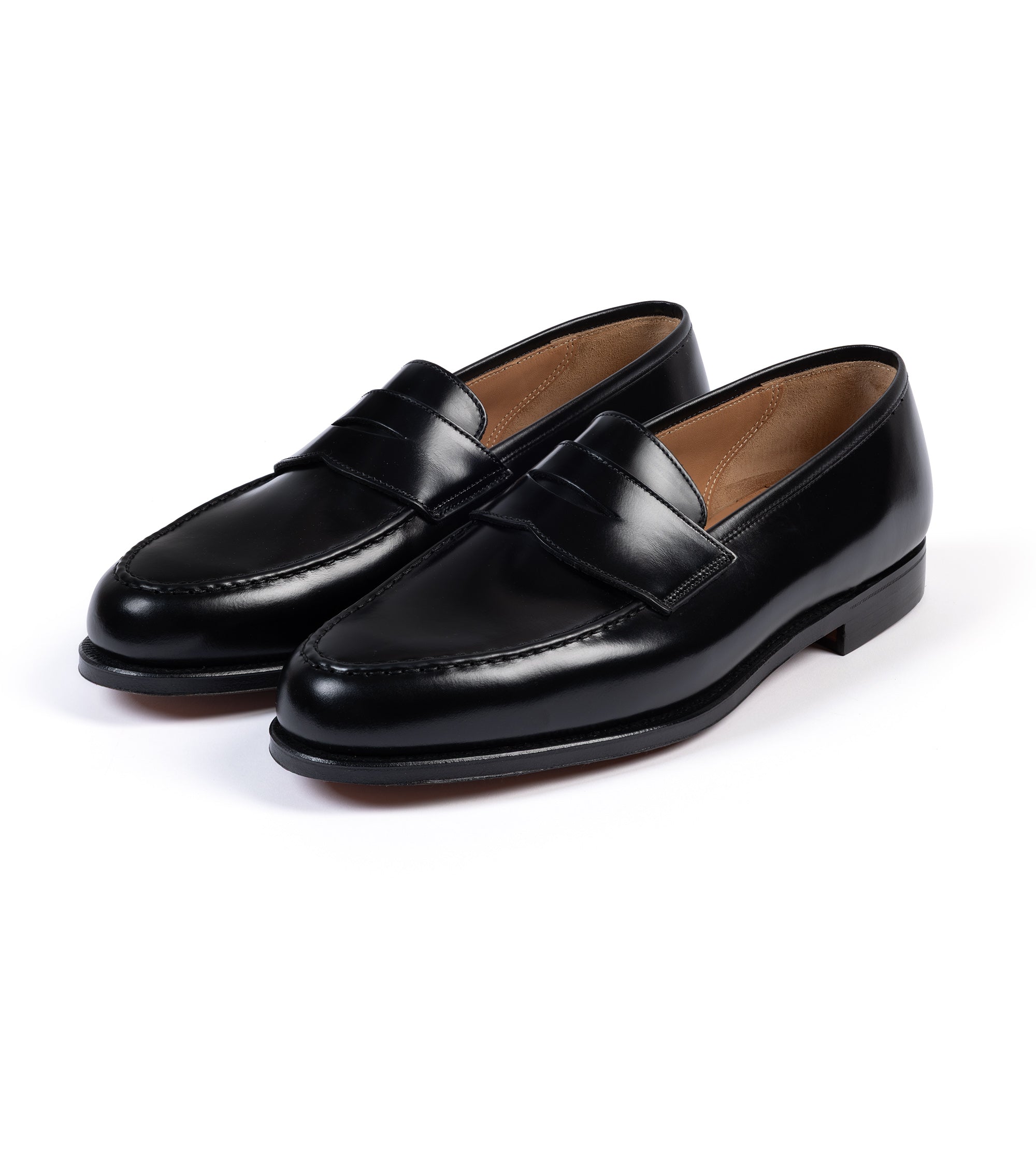 Crockett & Jones Boston loafer in black cavalry leather, top view showing the apron.