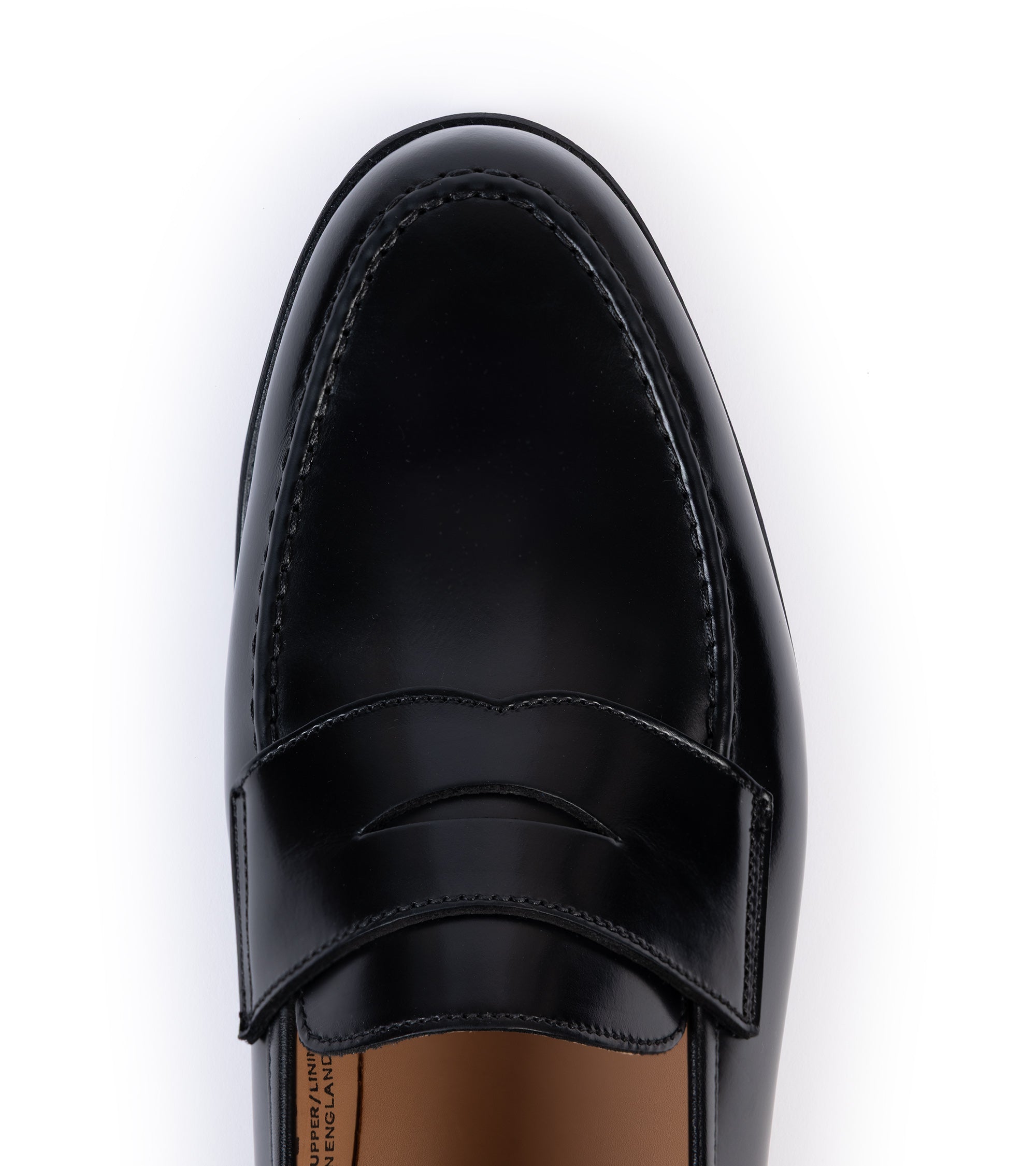 Crockett & Jones Boston loafer in black cavalry leather, sole detail.