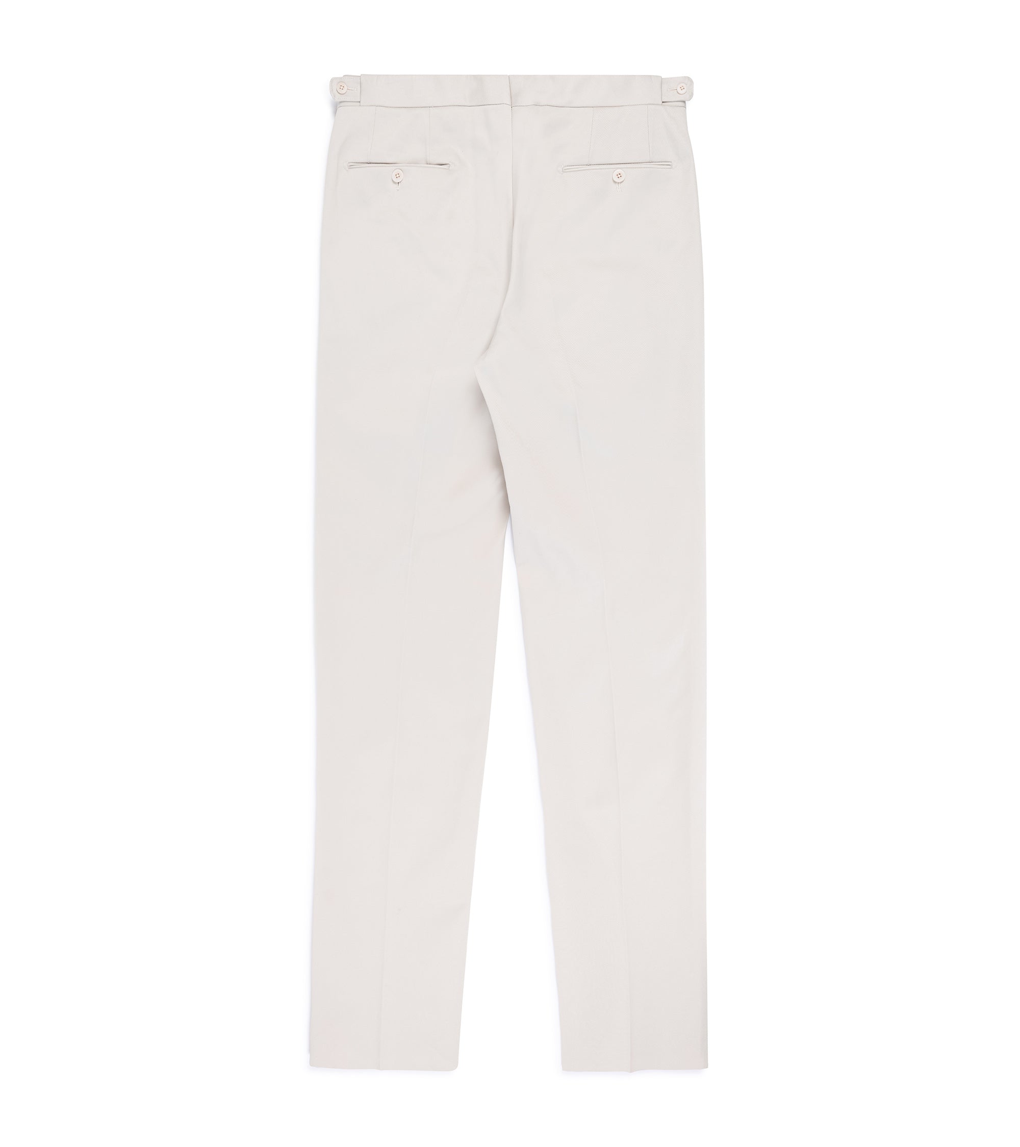 Echizenya for Trunk heavy chino trousers in stone, back view.