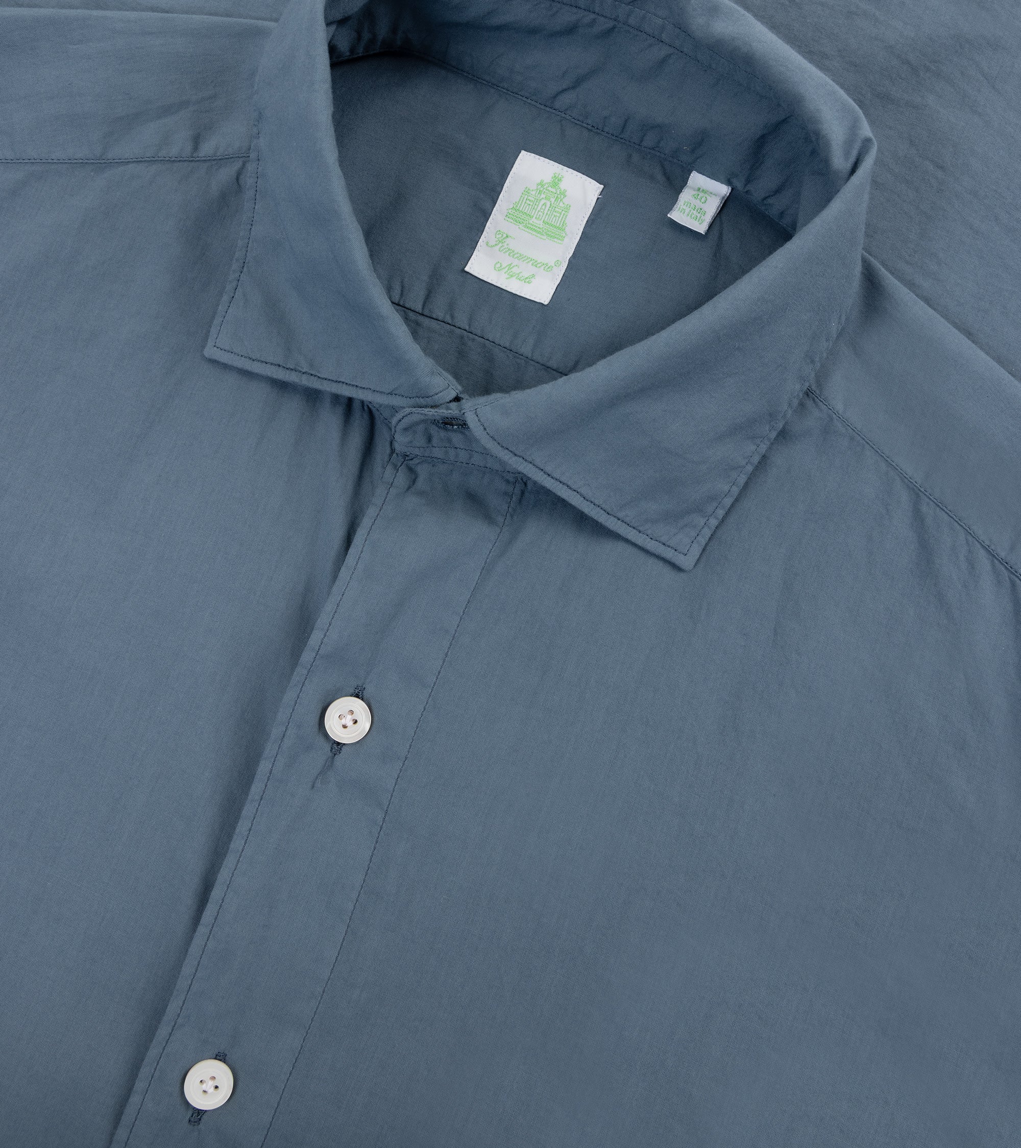 Finamore Gaeta Superlight Cotton Luigi Sport Shirt: Grey Blue